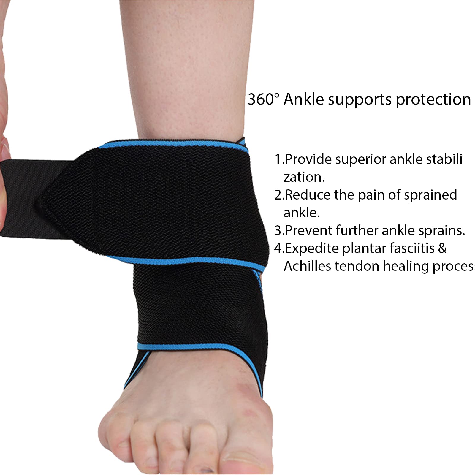 SONGQEE Adjustable Ankle Brace Support Compressin Ankle Straps Foot Sleeves Socks for Achilles Tendonitis Weak Sprained - Image 2