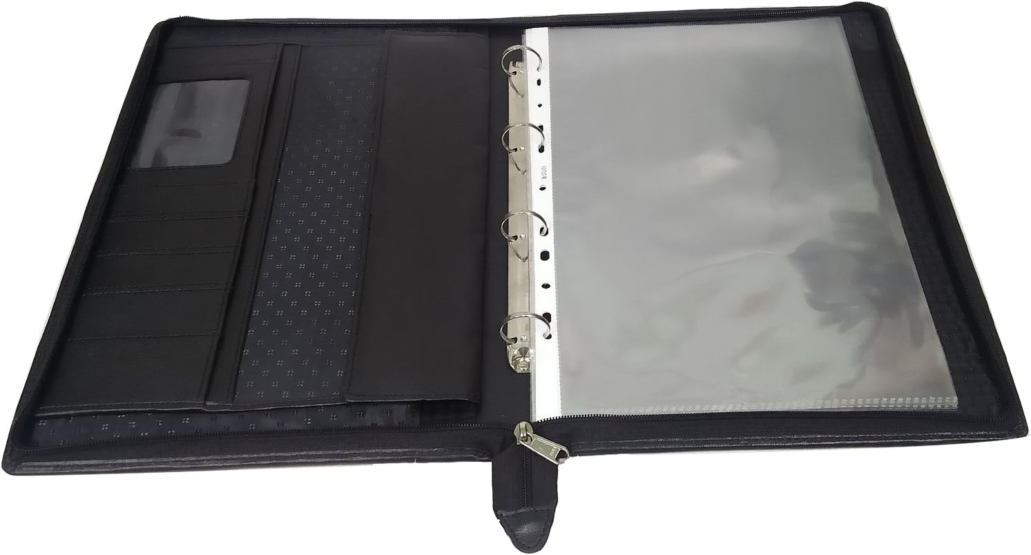 essartEssart (Sarvika) PU Leather 38.00cm Document Holder File/Executive File/Certificates File/Essart Document File in Files and Folders/Certificate Holder/Pad-Folio with Zipp Closure – Black