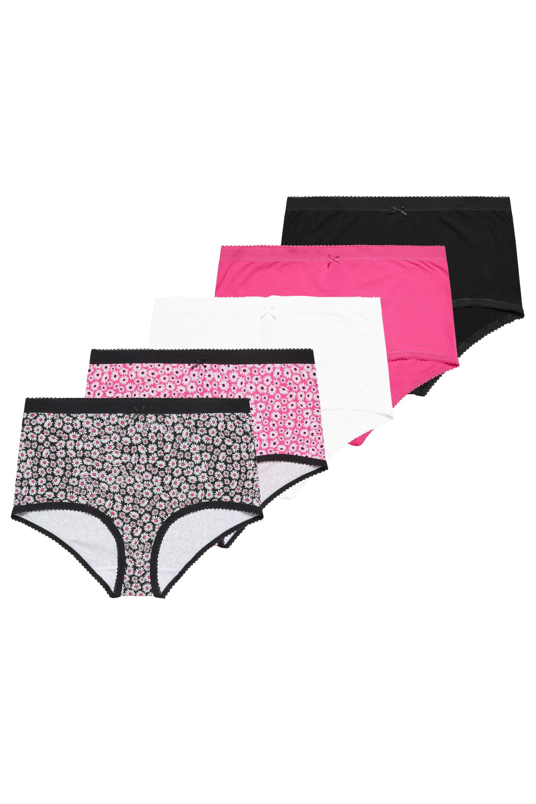 Yours Women's Multi 5 Pack Daisy Print Full Briefs Size 30-32