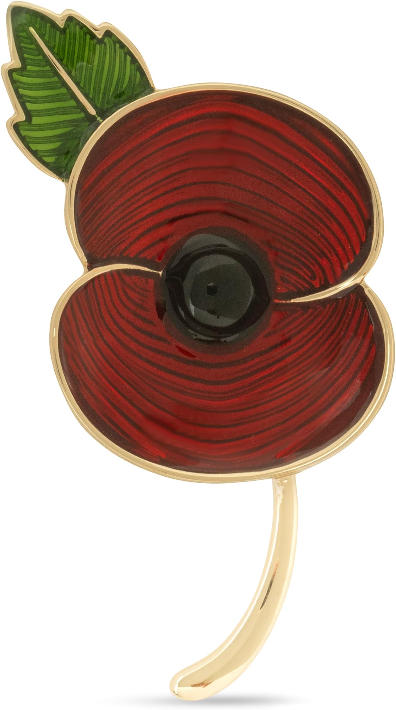 Royal British Legion Ripples of Remembrance Poppy Stem Gold Tone Brooch