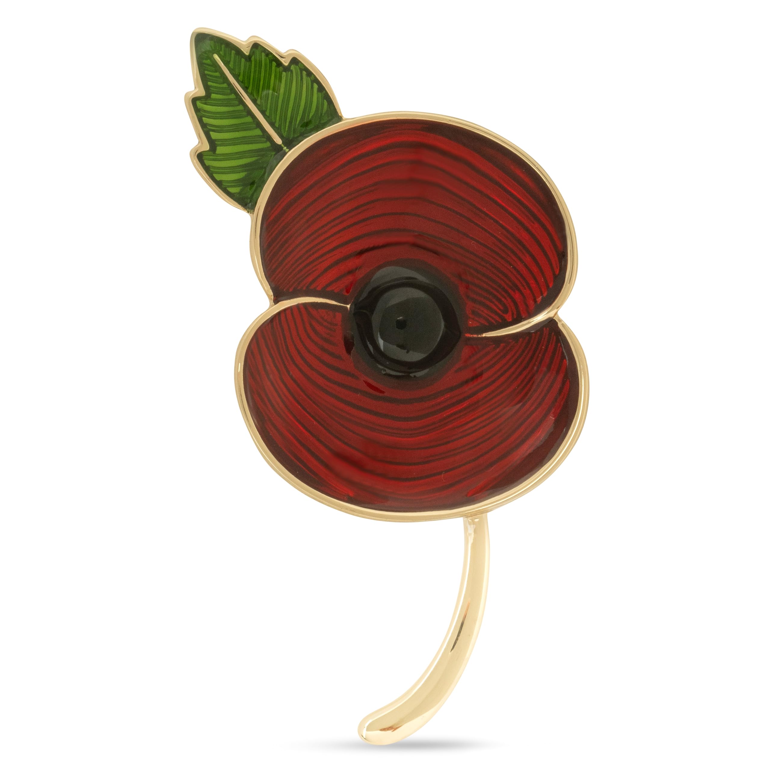 Royal British Legion Ripples of Remembrance Poppy Stem Gold Tone Brooch