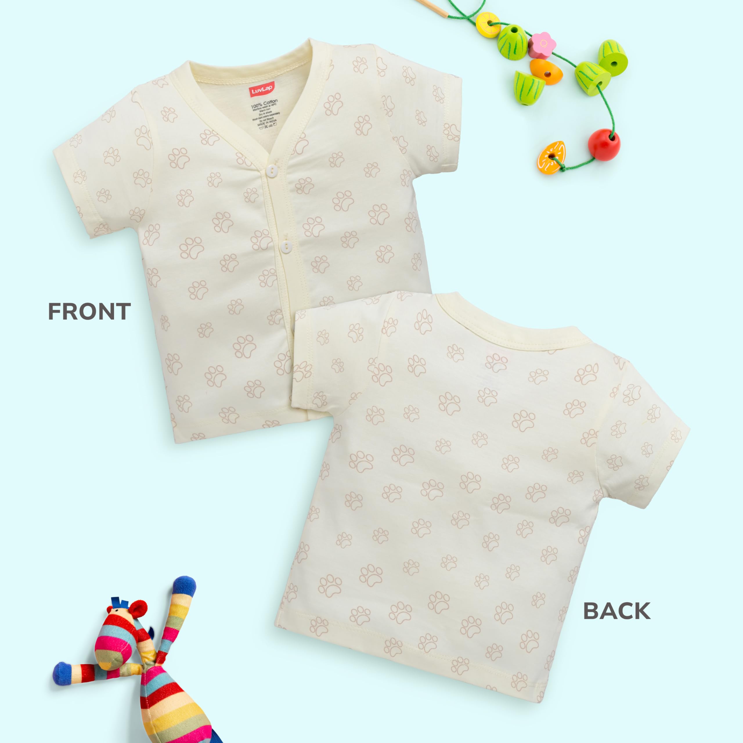 LuvLap Unisex's Regular Fit H/S Jhabla (LLAMZGR0105_Multicolour-6 3 to 6 Months) - Image 4 thumbnail