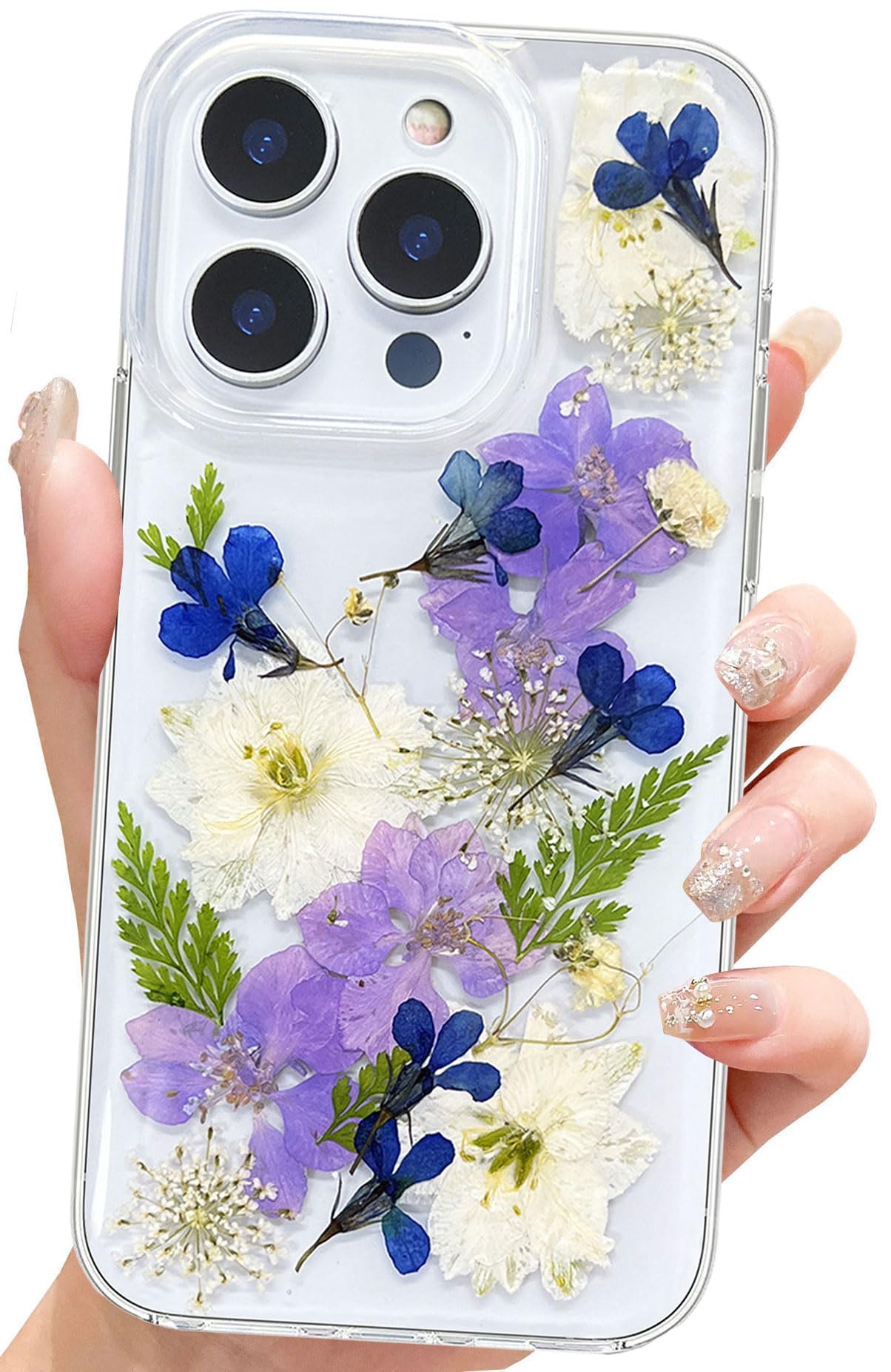 Abbery für iPhone 15 Hülle Blumen Muster Durchsichtig Mit Ge