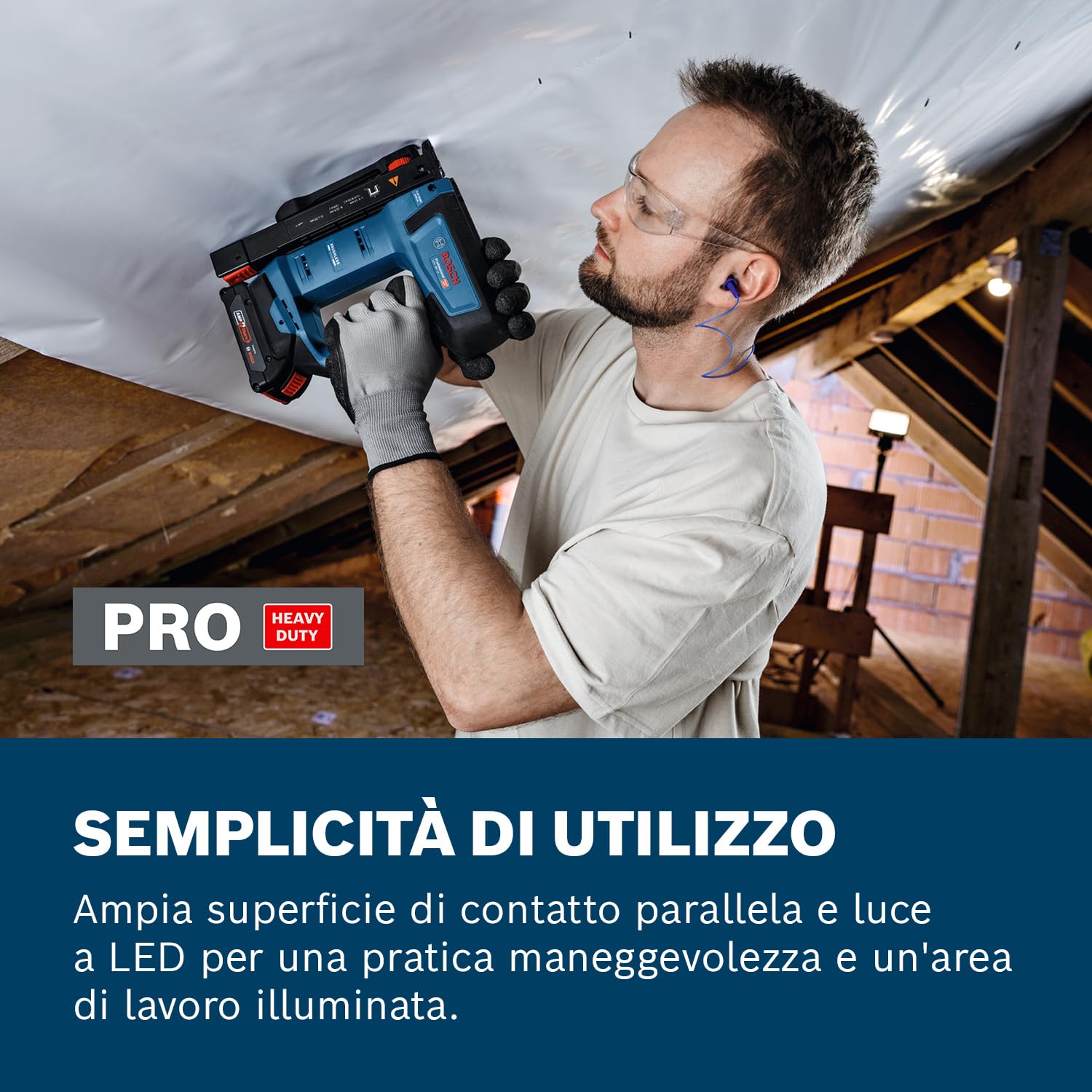 Bosch Professional 18V System Graffatrice per legno a batteria GTH 18V-14 (incl. L-BOXX 136, gancio per cintura)