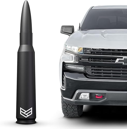 RONIN FACTORY Antena de bala para Chevy Silverado y GMC Sierra Trucks - Accesorios de antena de camión de 50 cal - Antirrobo - Seguro para lavado de