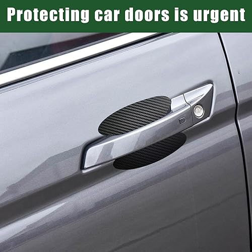 Miniatura 6 de 4 calcomanías para manija de puerta de automóvil, película protectora de fibra de carbono que no deja marcas, protector de taza de puerta automotriz