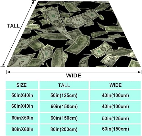 Miniatura 3 de Acogedora manta de forro polar de franela para sofá cama, compatible con dinero de billetes estadounidenses, manta ligera y mullida, manta