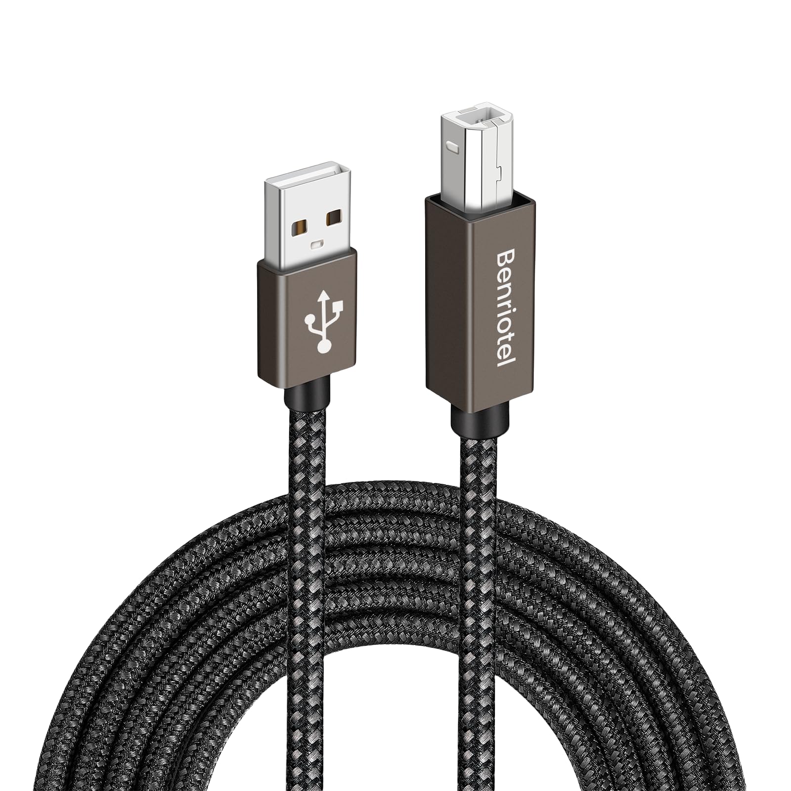 Benriotel 6.6ft Printer Cable, USB A to B Printer Cord, High Speed Type A Male to B Male Compatible with HP, Canon, Dell, Epson, Lexmark, Xerox,