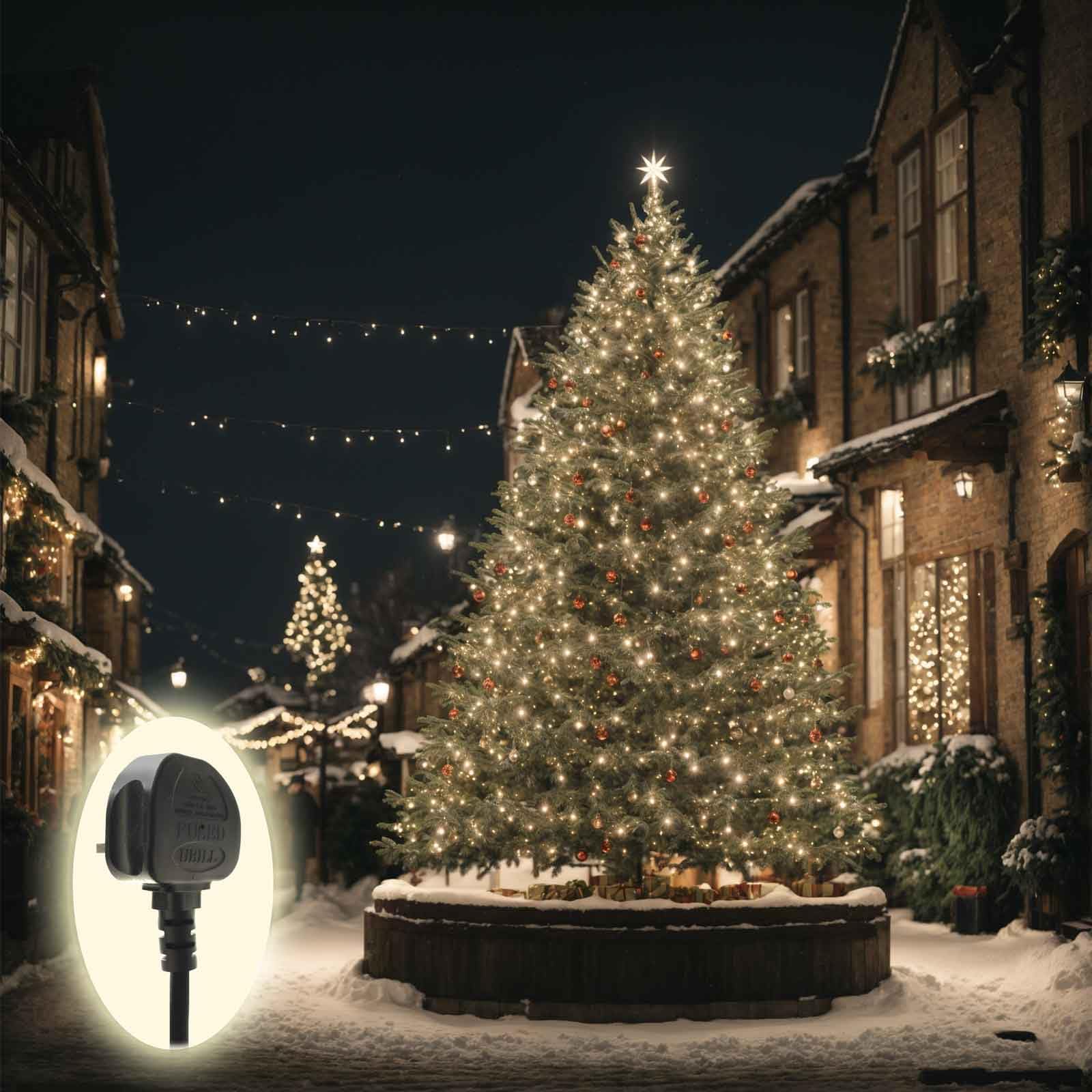 Qbis Outdoor Christmas Lights Mains Powered, 100 Warm White LED Connectable Professional String Lights, Outdoor Christmas Tree Lights, Strong Rubber Cable, 10m, Join up to 20 Sets(Includes Plug) โ image 1