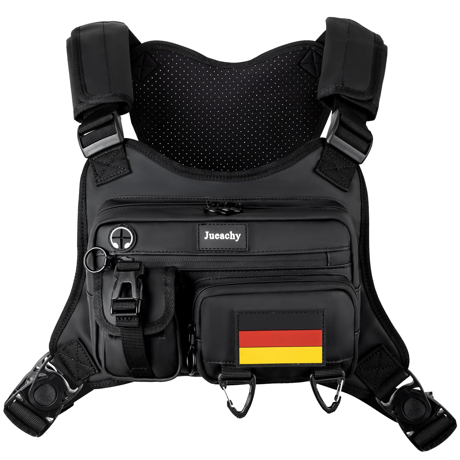 Jueachy Impermeable Chaleco Runing Mujer Hombre: Multifuncional Bolsa de pecho Chaleco Reflectante Runing Con Tirantes Ajustables Para Gimnasio Correr Entrenar