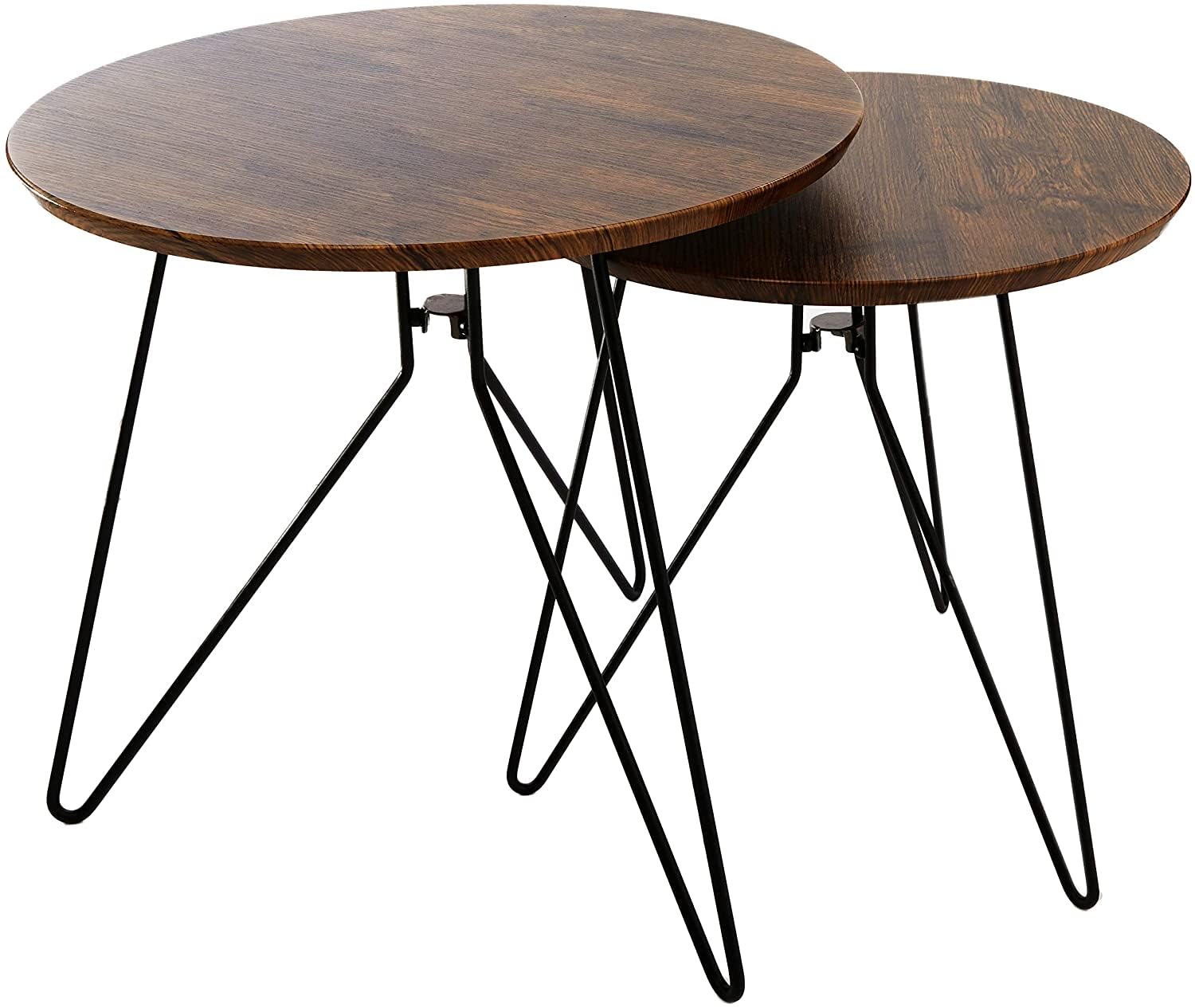ASPECT Alegro Set of 2 Wooden Round Nesting Table, Wood Vintage, 48 x 48 x 45 cm