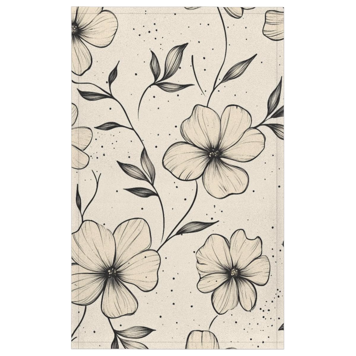 Sabokido Beige Flower Kitchen Towels Set of 2 Simple Floral Dish Towels Bar Absorbent Cleaning Tea Towel for Home Dining Restaurants