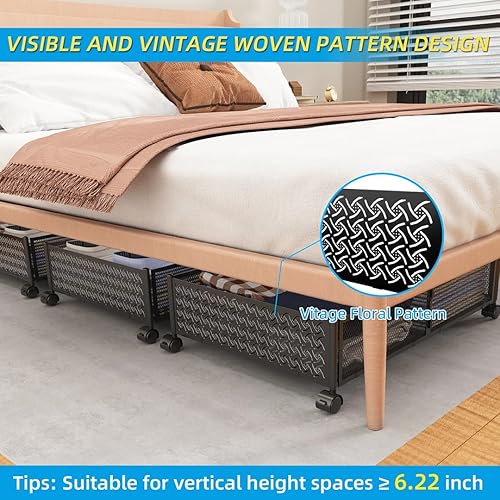 Miniatura 5 de ROUTTOON Contenedores de almacenamiento debajo de la cama con ruedas, almacenamiento de zapatos debajo de la cama, organización de almacenamiento