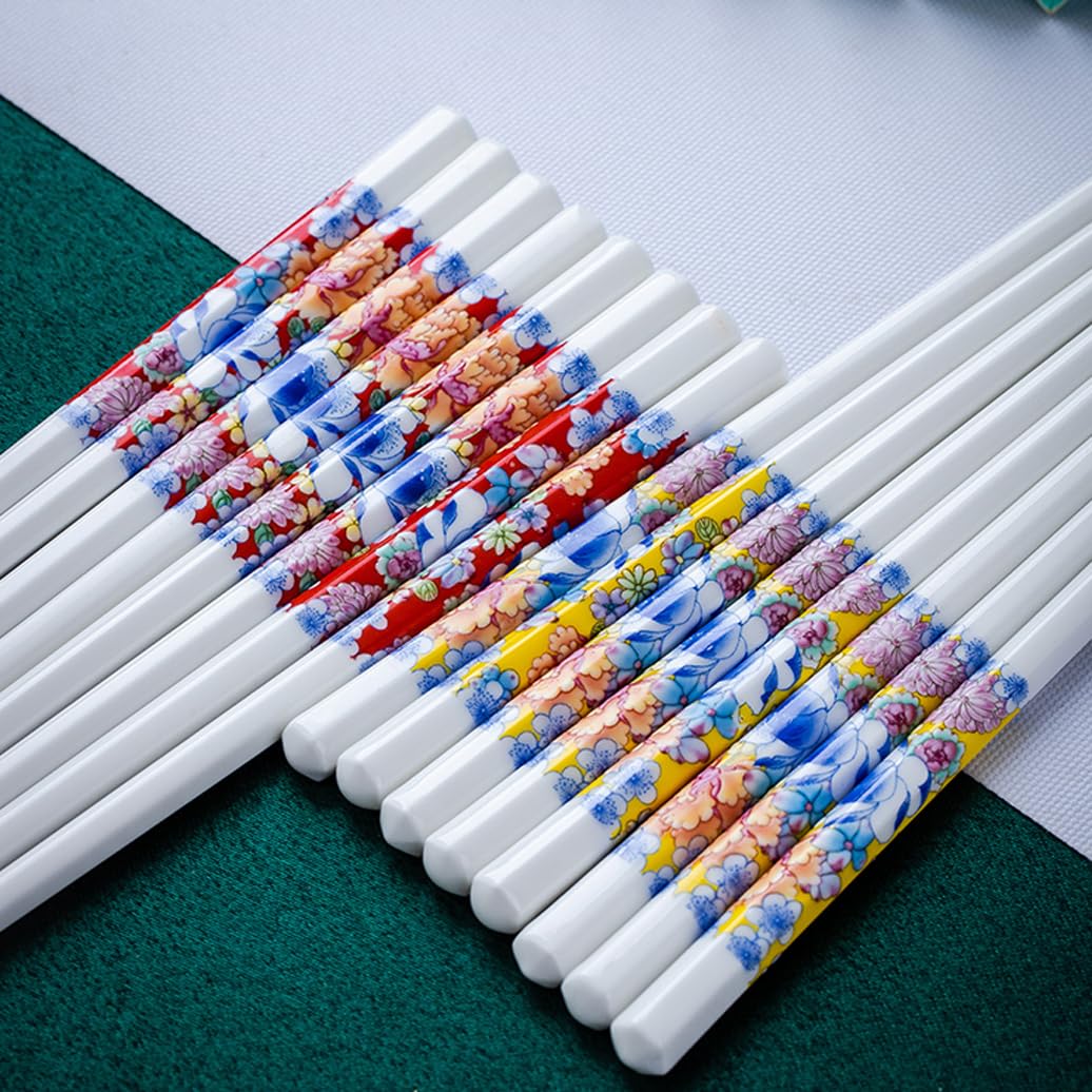 Boissticles en Porcelaine Cadeau De Fleurs avec Boîte-Cadeau, Baguettes Chinoises en Os De La Chine, Baguettes Premium Réutilisables, Lave-Vaisselle À Haute U