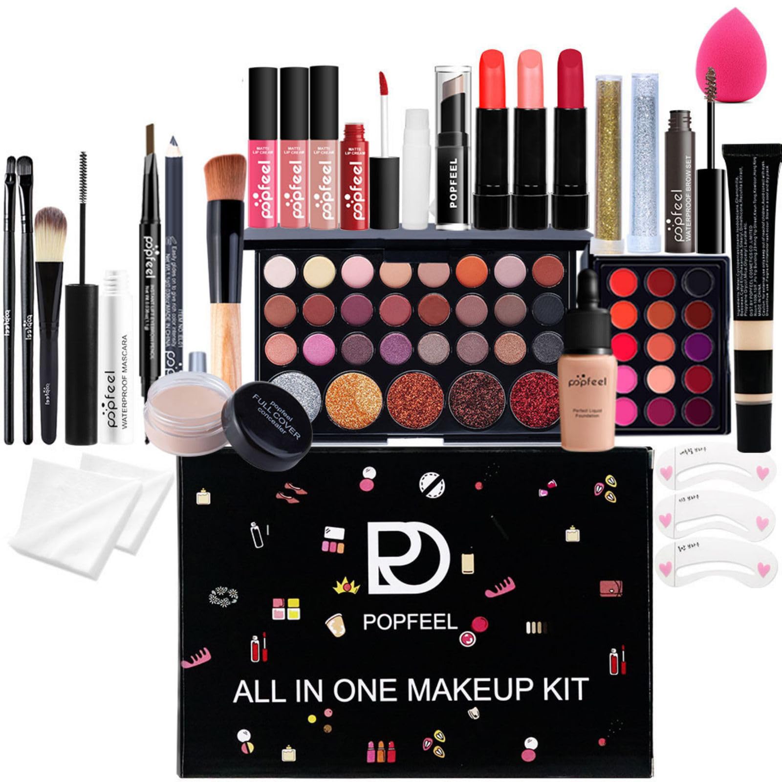 Trucchi Donna, Set Trucchi Donna, Trousse Trucchi Ragazza, Set Make Up, con palette di ombretti, correttore, mascara, eyeliner, pennelli per makeup, Natale, set regalo di compleanno A191