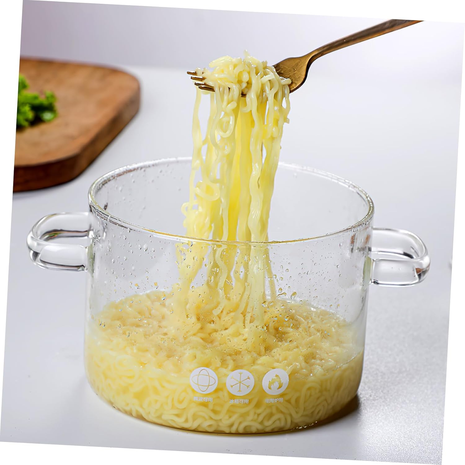 High Borosilicate Glass Stew Pot with Elk Lid Multi Functional Kitchen Stockpot for Noodles Soup and Ramen Home Cooking Heat Resistant Double Handle