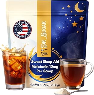 Dr Sugar Labs Sleep Aid Sweet Melatonin Blend – Sugar Replacement for Tea – 10mg Melatonin with L-Theanine, GABA & Fiber – Zero Sugar, Stevia-Sweetened – Made in USA, Third Party Tested – 30 Servings