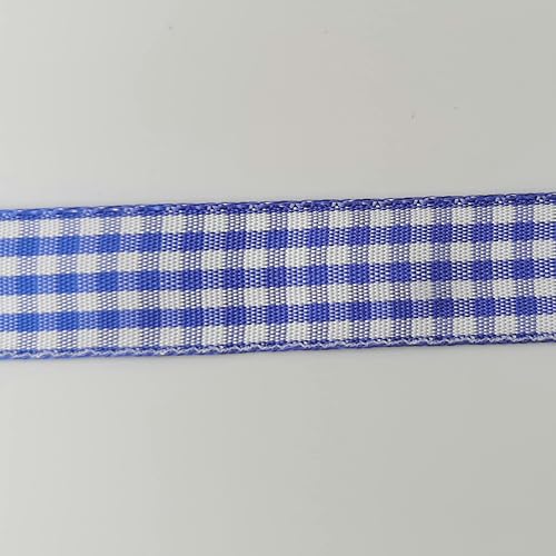 Miniatura 8 de Cinta de cuadros con borde tejido azul y blanco, 100% poliéster, 25 yardas cada rollo (58 pulgadas, azul)