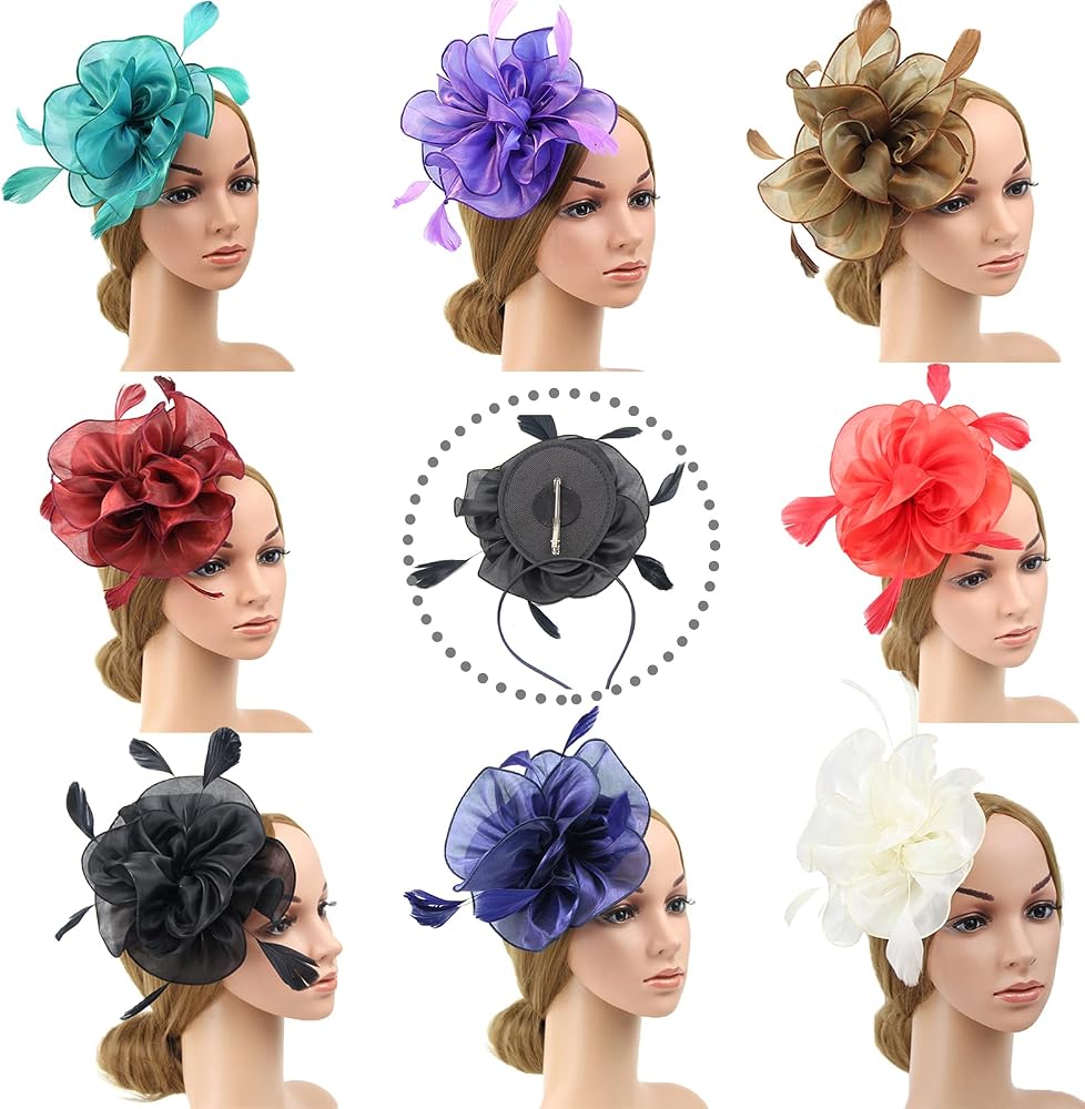 Women Organza Fascinator Hat Flower Feather Fascinators Tea  display picture 1