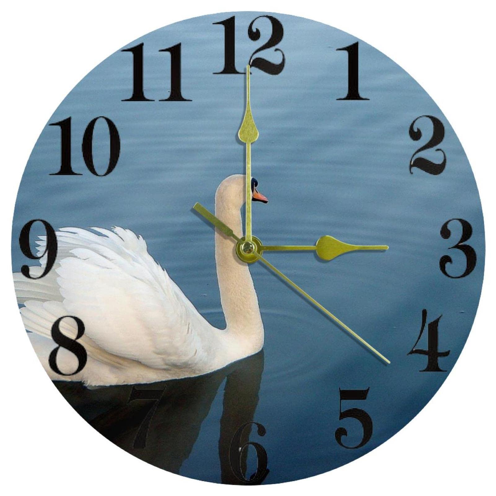 Horloge murale cygne 25 cm à quartz silencieuse pour salon