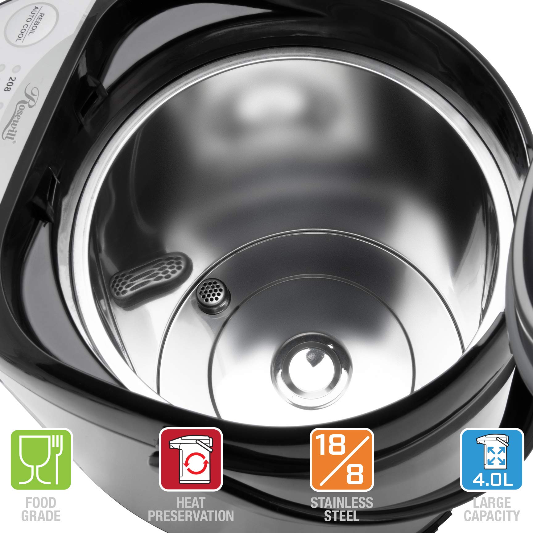 Amazon.com: Rosewill Electric Hot Water Boiler and Warmer, 4.0 Liter Hot  Water Dispenser, Stainless Steel / Black RHAP-16002 : Home u0026 Kitchen