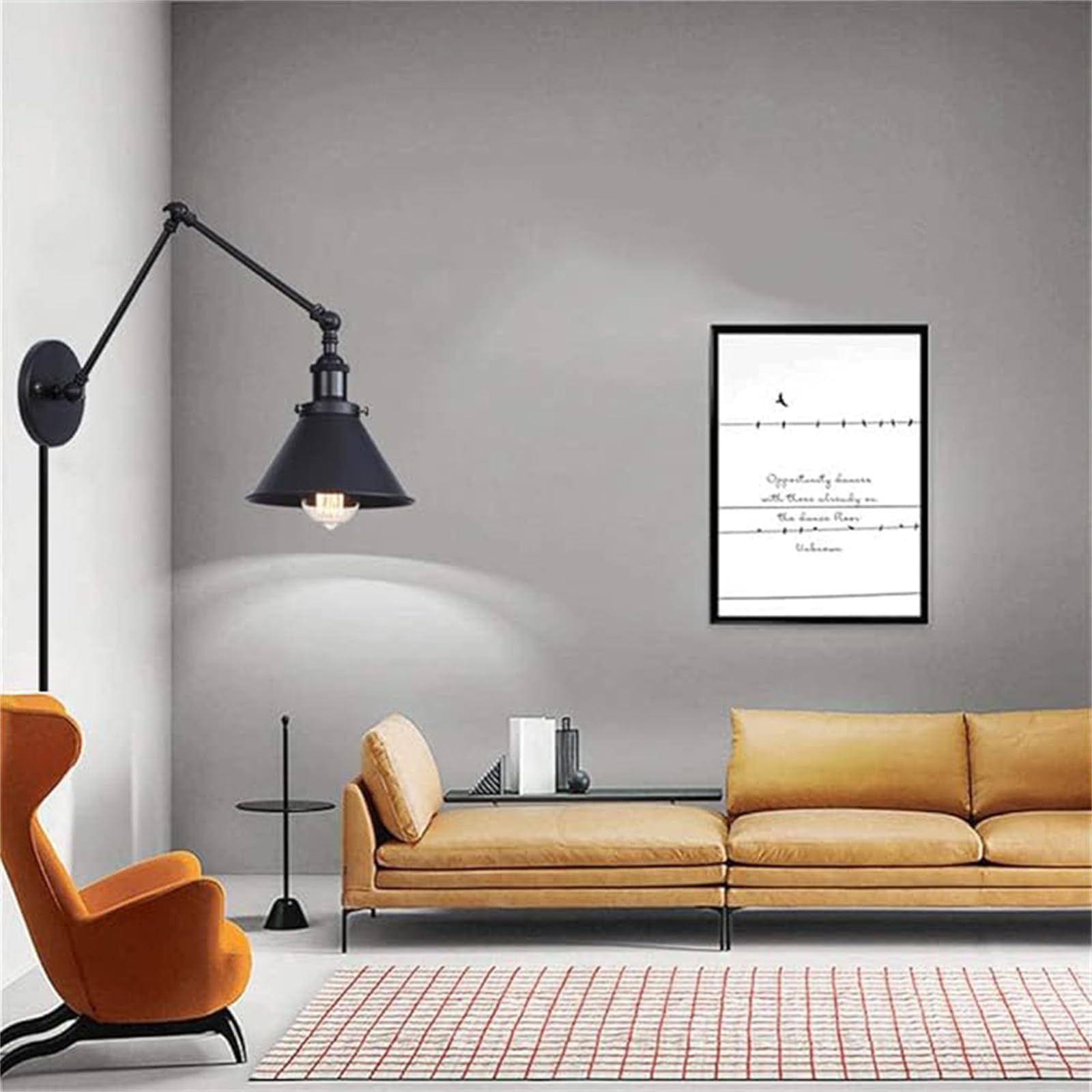 Innen Vintage Wandleuchte mit Schalter Wandlampe Langer Swing Arm Verstellbar mit Kabel Stecker Wandleuchten Strahlwinkel Einstellbar Beleuchtung Wandbeleuchtung für Schlafzimmer (Gold,1 Stück)