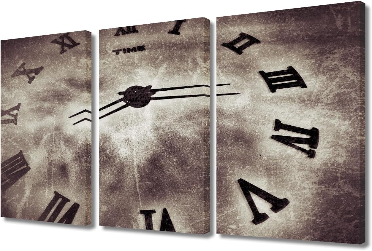 Amazon.com: TUMOVO 3 Piece Canvas Wall Art Wall Clocks Wall Painting ...