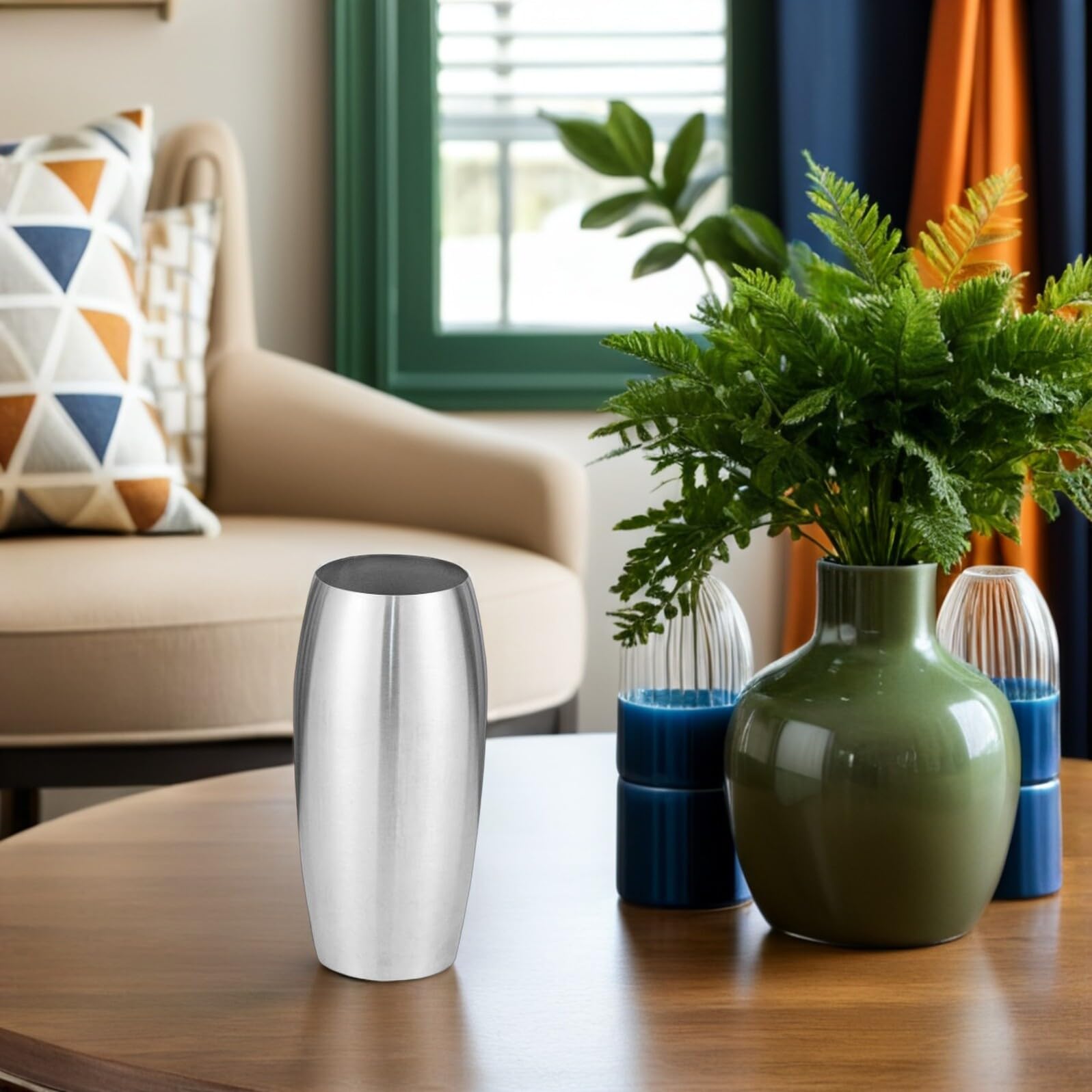 Rustikale Blumenvase aus Edelstahl in Silber mit Moderner Minimalistischer Optik für Tischdeko und Wasserpflanzen für Hochzeitsfeiern und Zuhause