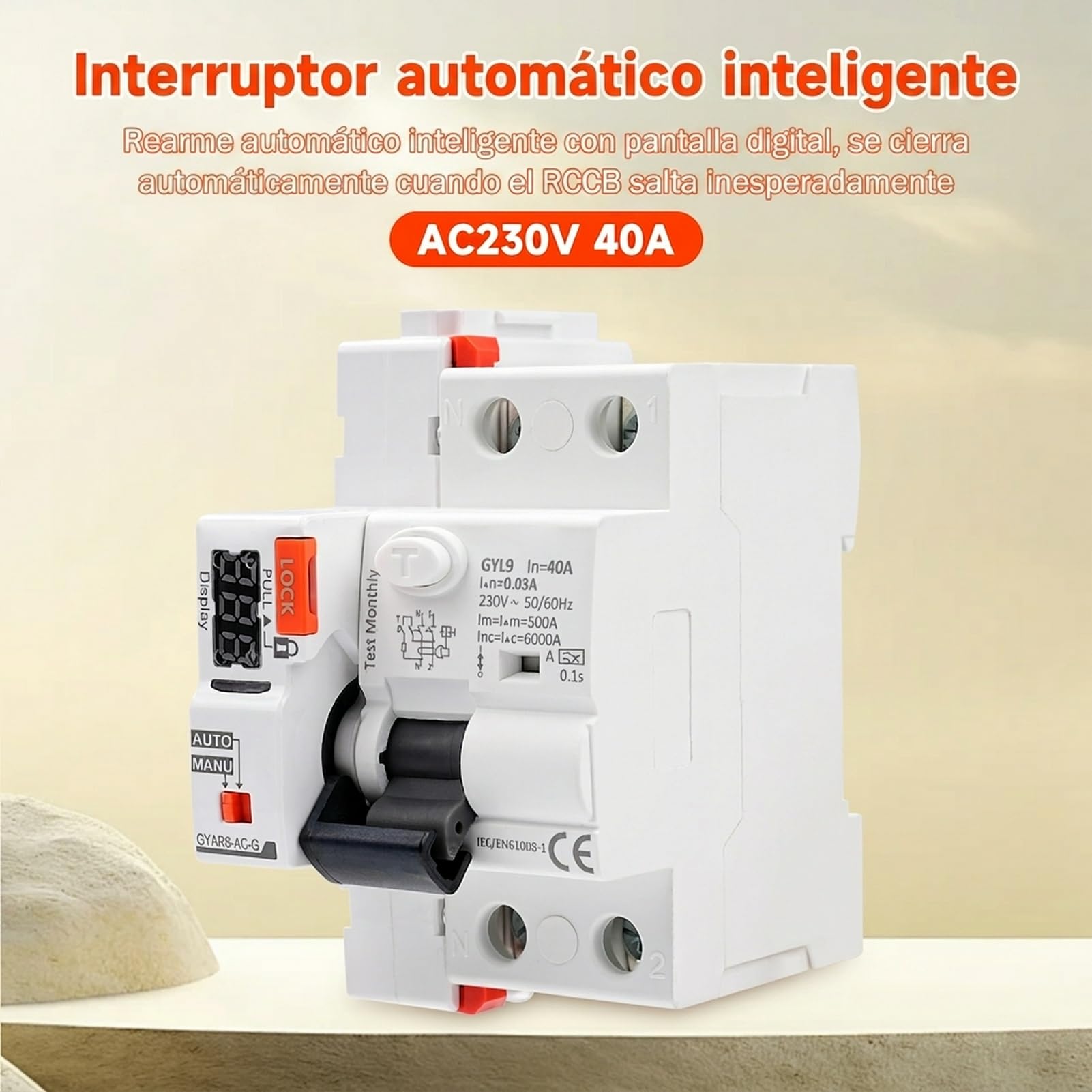 Diferencial auto rearmable 40A 30ma Diferencial superinmunizado rearmable RCCB Typ A mit Digitalanzeige 220V 2P Automatic Wiedereinschalten im Auto-Modus erhältlich.