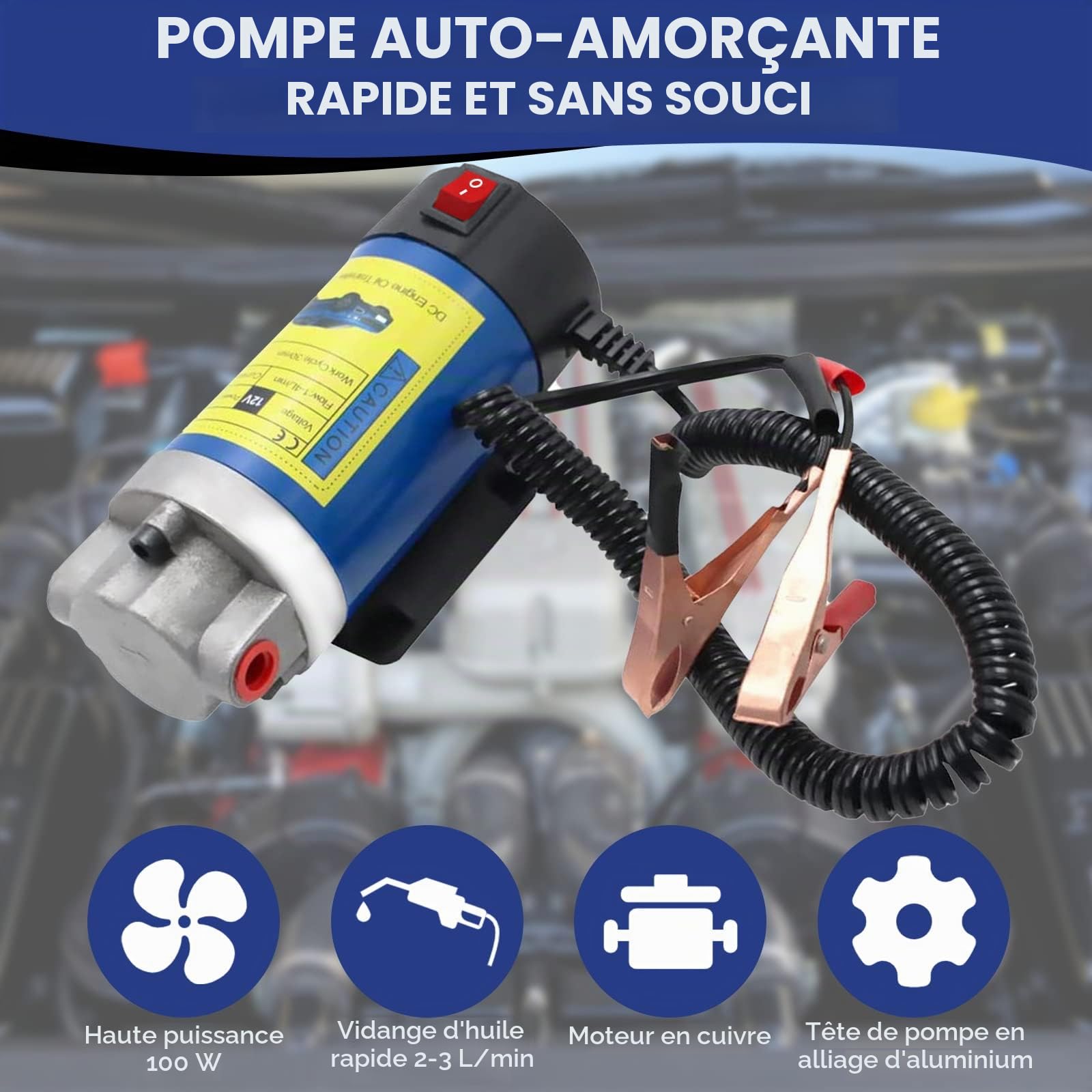 Pompe à Huile Diesel 12V 100W Pompe Electrique Vidange Huile Moteur Electrique Gasoil Pompe de Transfert d'aspiration de Récupératio pour Changement de Diesel d'extracteurs de Fluide de Voiture