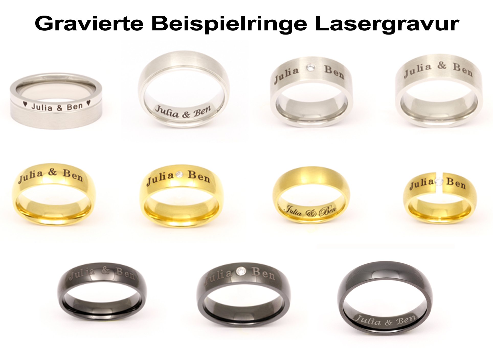 Juwelier Schönschmied - Unisex Partnerringe Eheringe Freundschaftsringe Hochzeitsringe Slema Edelstahl Zirkonia 17HDac - Kostenlose Wunschgravur mit AMAZON KONFIGURATOR online gestalten!