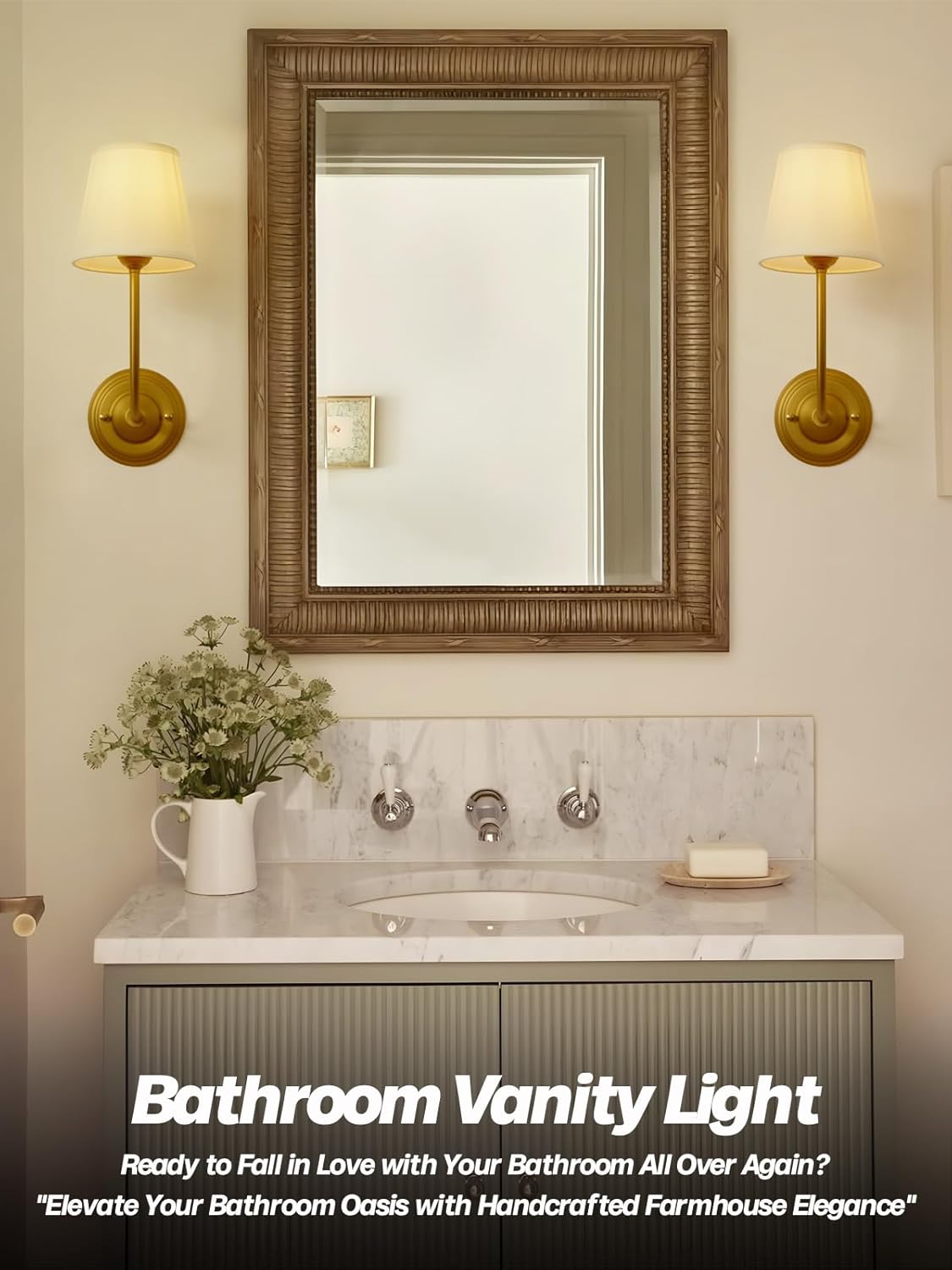 Vintage Fabric Wall Sconces Set of 2 with 5.5" Funnel Linen Cloth Shade, E26 Hardwired Indoor Wall Mounted Lamp Fixtures for Bedroom Dining Room Hallway Bathroom