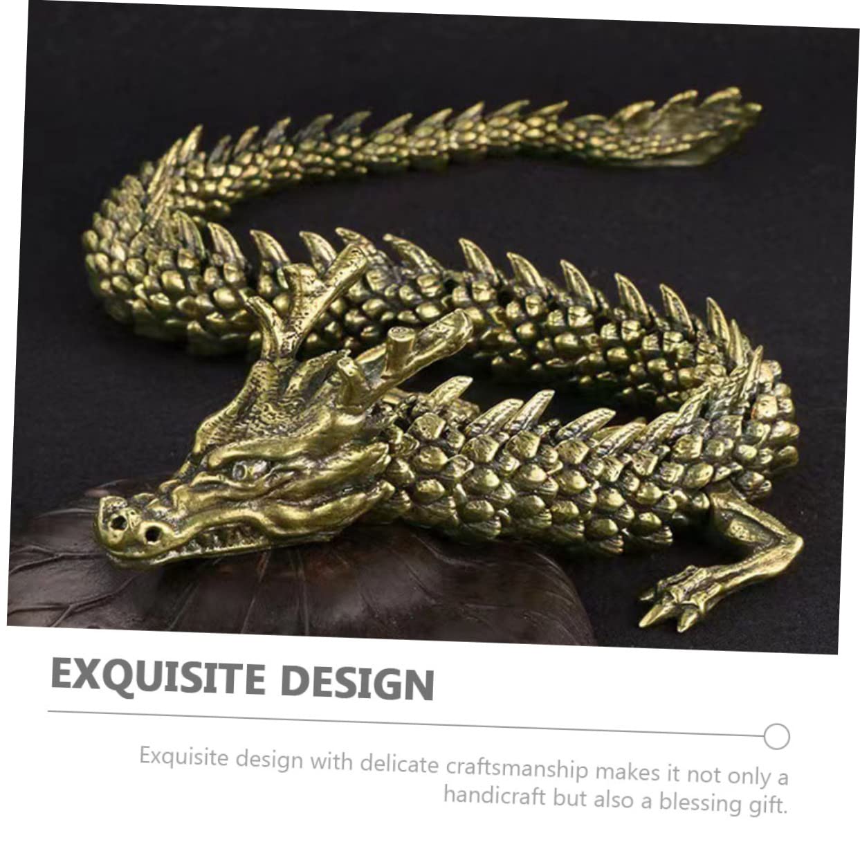 Estatua de Dragón de Cobre Dorado para Escritorio, Adorno Decorativo