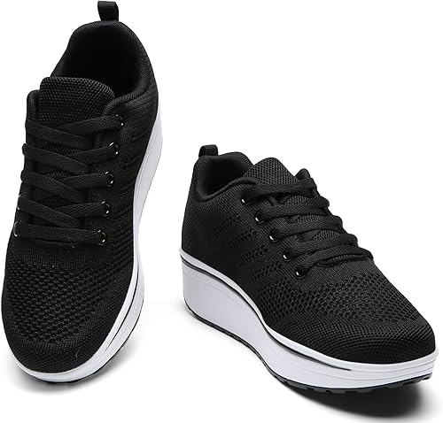 Vista 6 de DADAWEN - Tenis para caminar con plataforma para mujer, transpirables, ligeros, cómodos, informales, tallas 5 a 12 de EE. UU
