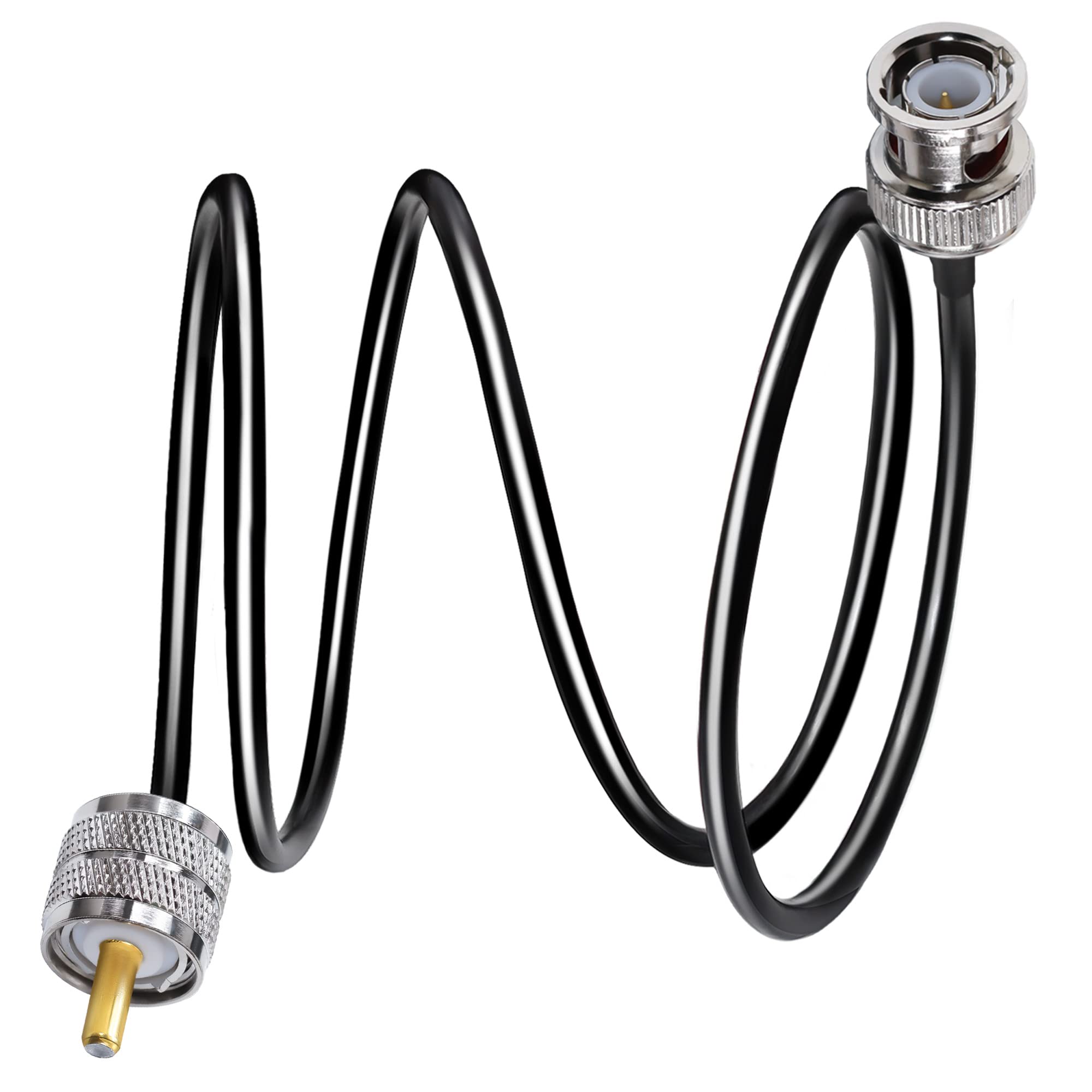 TUOLNKBNC to UHF Jumper Cable RG58 BNC Male Plug to PL259 SO239 Male Extension Cable 3.3ft(1M) Low Loss for CB Radio PL 259 to BNC Pigtail Coaxial Cable