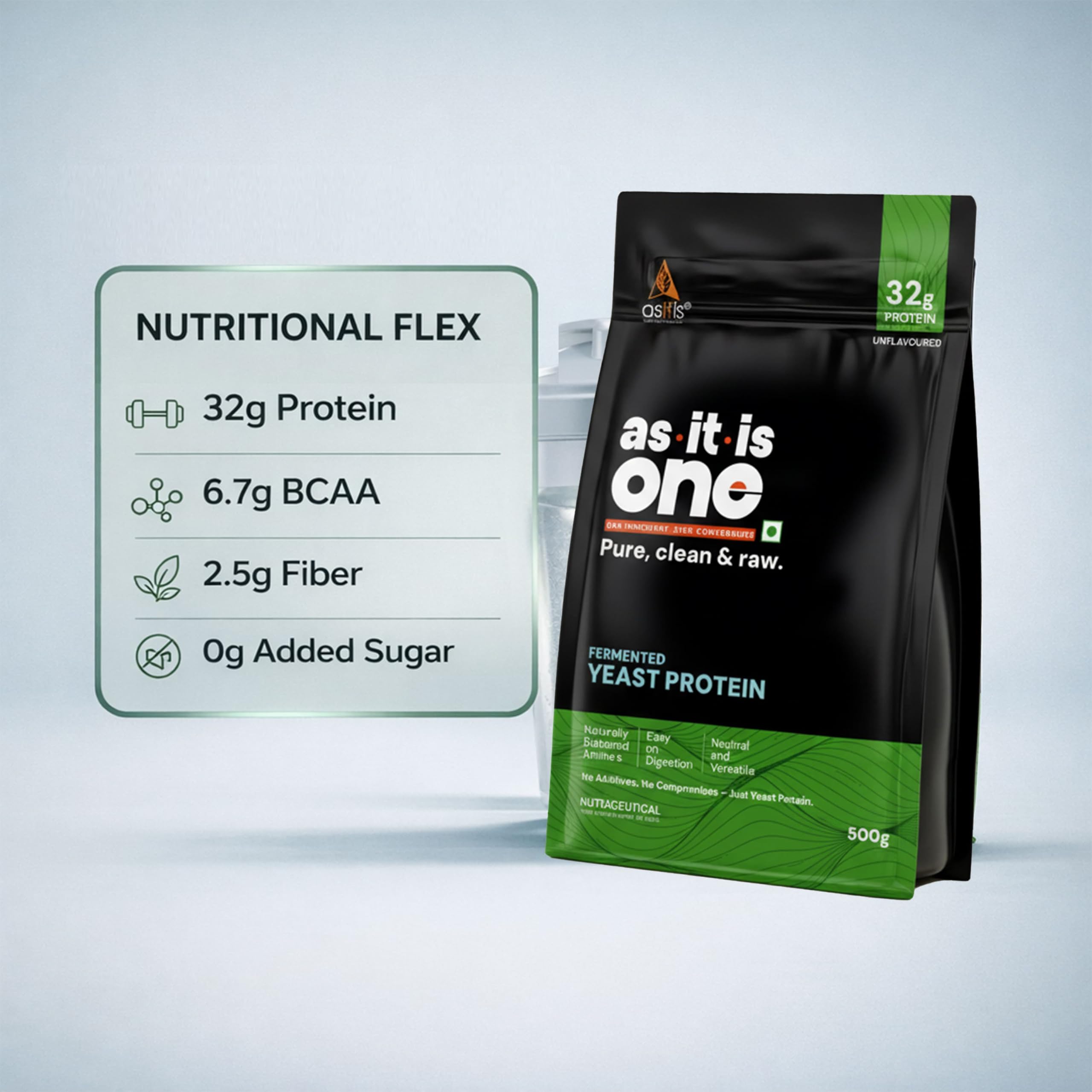 AS-IT-IS One Fermented Yeast Protein - Unflavoured, Unsweetened, 500g, Helps Muscle Protein Synthesis, Higher Absorption, No Bloat or Beany Note, Sustainable Choice for All Ages Adults — Amazon image 5