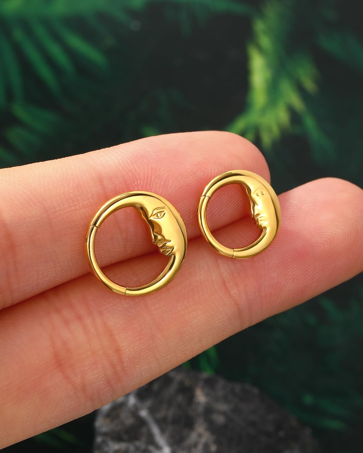 COCHARM Moon Face G23 Solid Titanium Septum Ring 16G Silver Septum Jewelry Dainty Helix Daith Earrings for Women Daith Piercing Jewelry 8/10MM