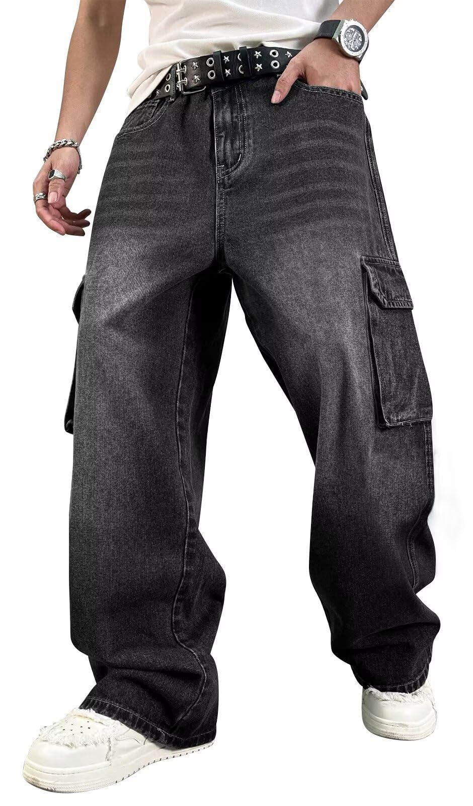 HUNGSON Baggy Cargo Jeans Wide Leg