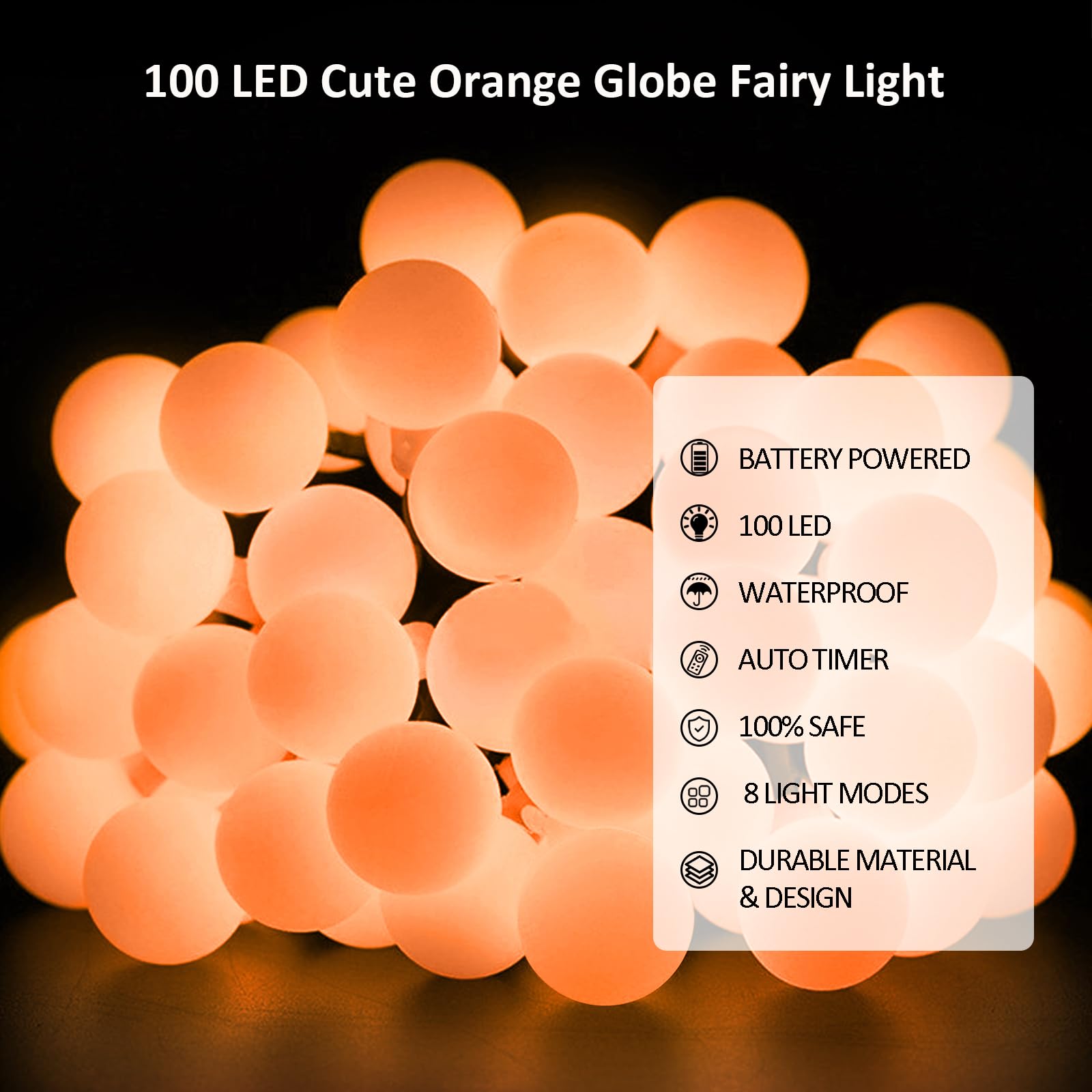 JXLEDAYY 12 m 100 luci LED per esterni, impermeabili, a batteria, luci