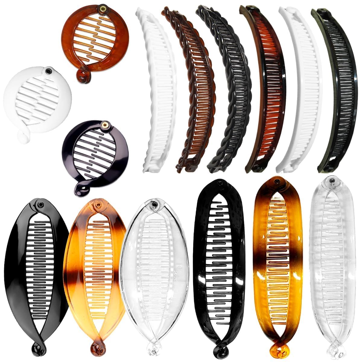 15PCS Banana Hair Clips, Banana Clincher Clips Combs Fishtail Fish Shape Hair Comb Clips, Ponytail Bun Holder Jaw Clamp for Women Girls Thick Medium