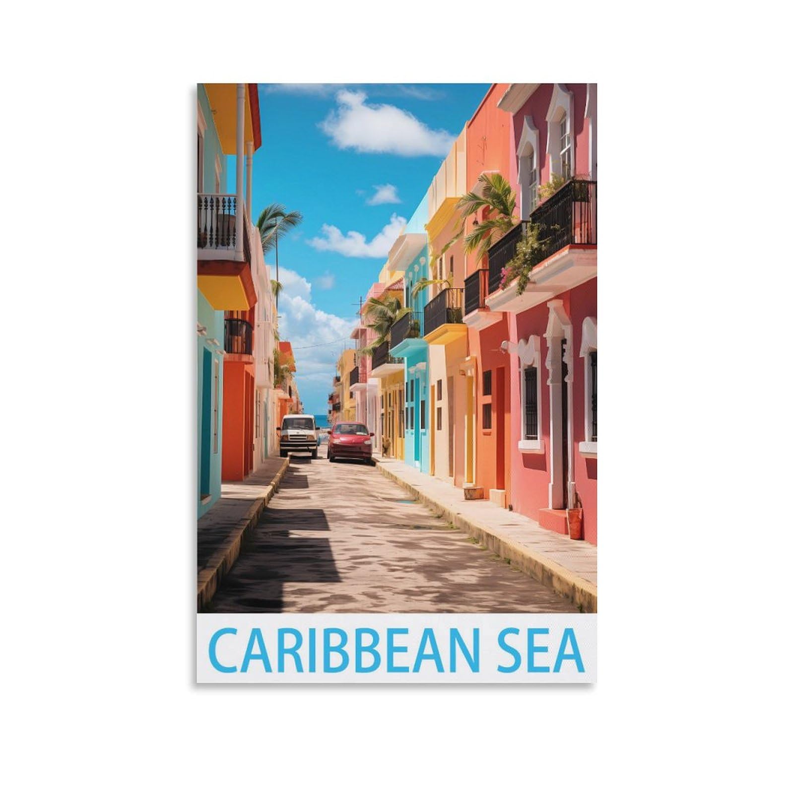 Hsayyiii Unframe-Style Caribbean Sea Vintage Travel Poster 08X12inch(20X30cm) Canvas Art Poster And Wall Art Picture Print Bedroom Decor