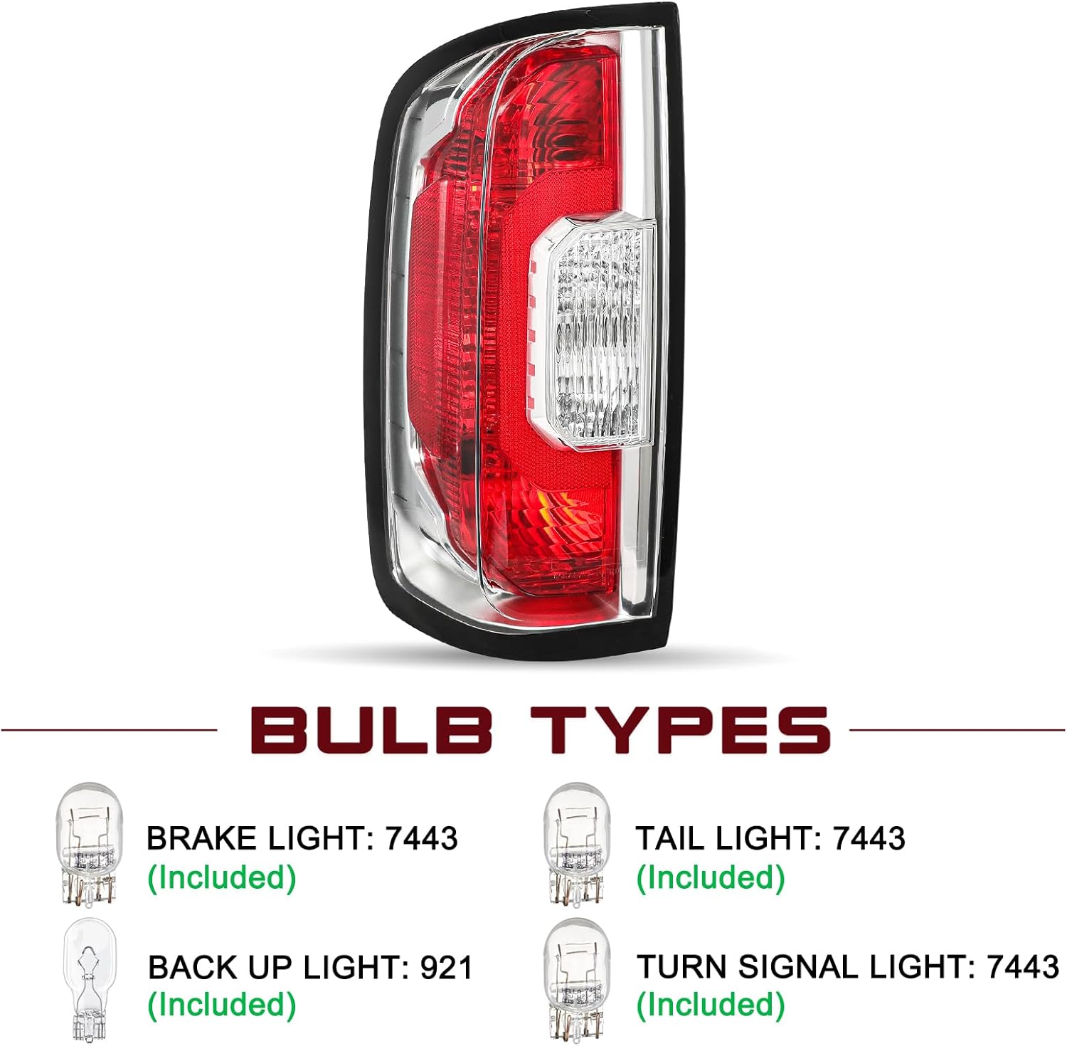 JSBOYAT Tail Light Assembly Fit for 2015-2022 GMC Canyon Pickup Truck Factory Style Brake Lamp Left Driver Side Wiring Harness and Bulbs Included