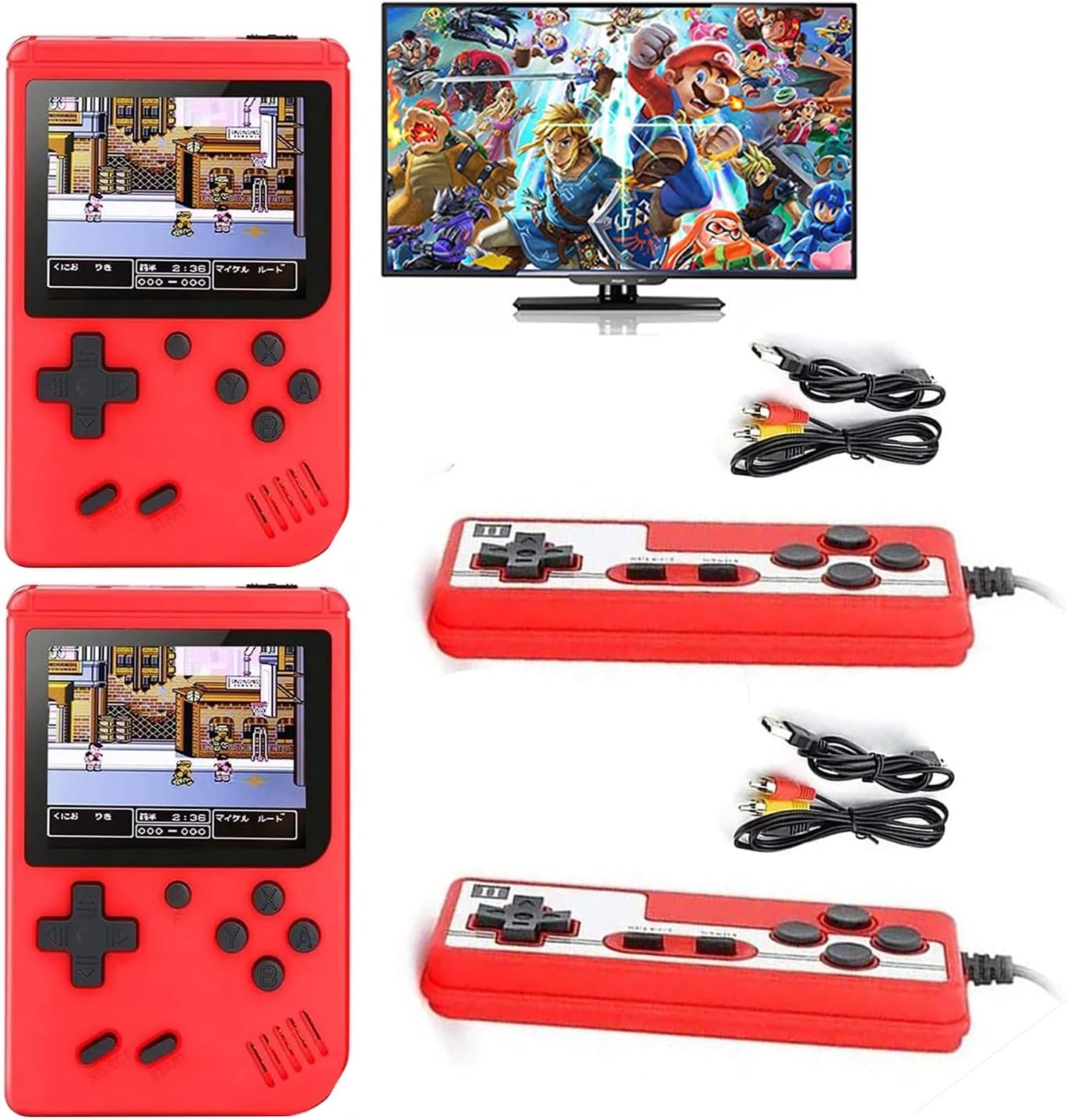 SYSTENE 2023 Sup Game Box 400 in 1: Handheld Retro Game Console with 400 Classic Games, 2 Player Capability, TV Output, Portable & Rechargeable, Perfect Gift for Kids 7-12_Pack of 2