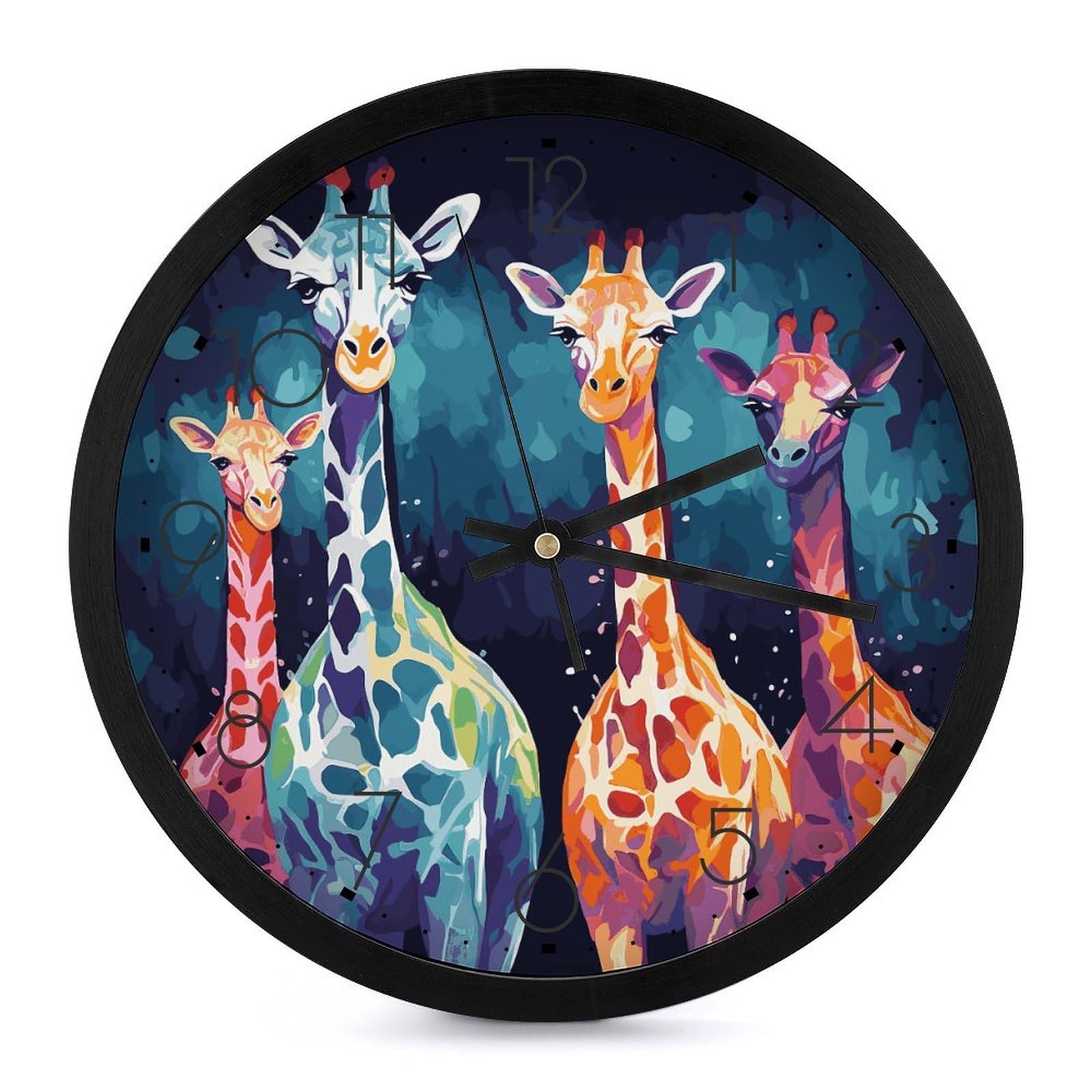 Horloge murale décorative ronde moderne de 25,4 cm avec chiffres colorés