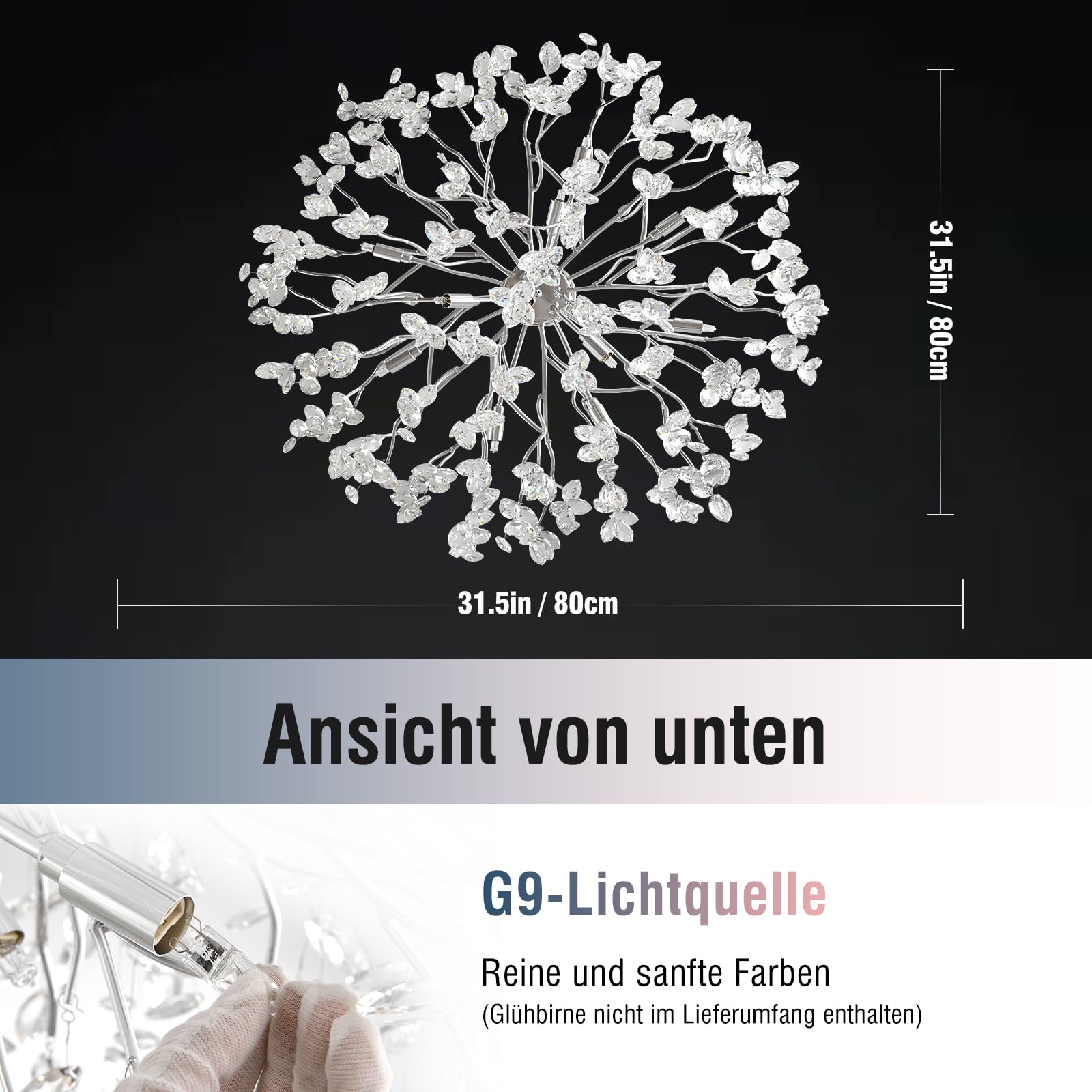 AHXIAOZN Lustre en Cristal Moderne, Luxe Chandelier en Cristal Moderne Pendentif pour salle à manger, cuisine, salon, chambre, couloir