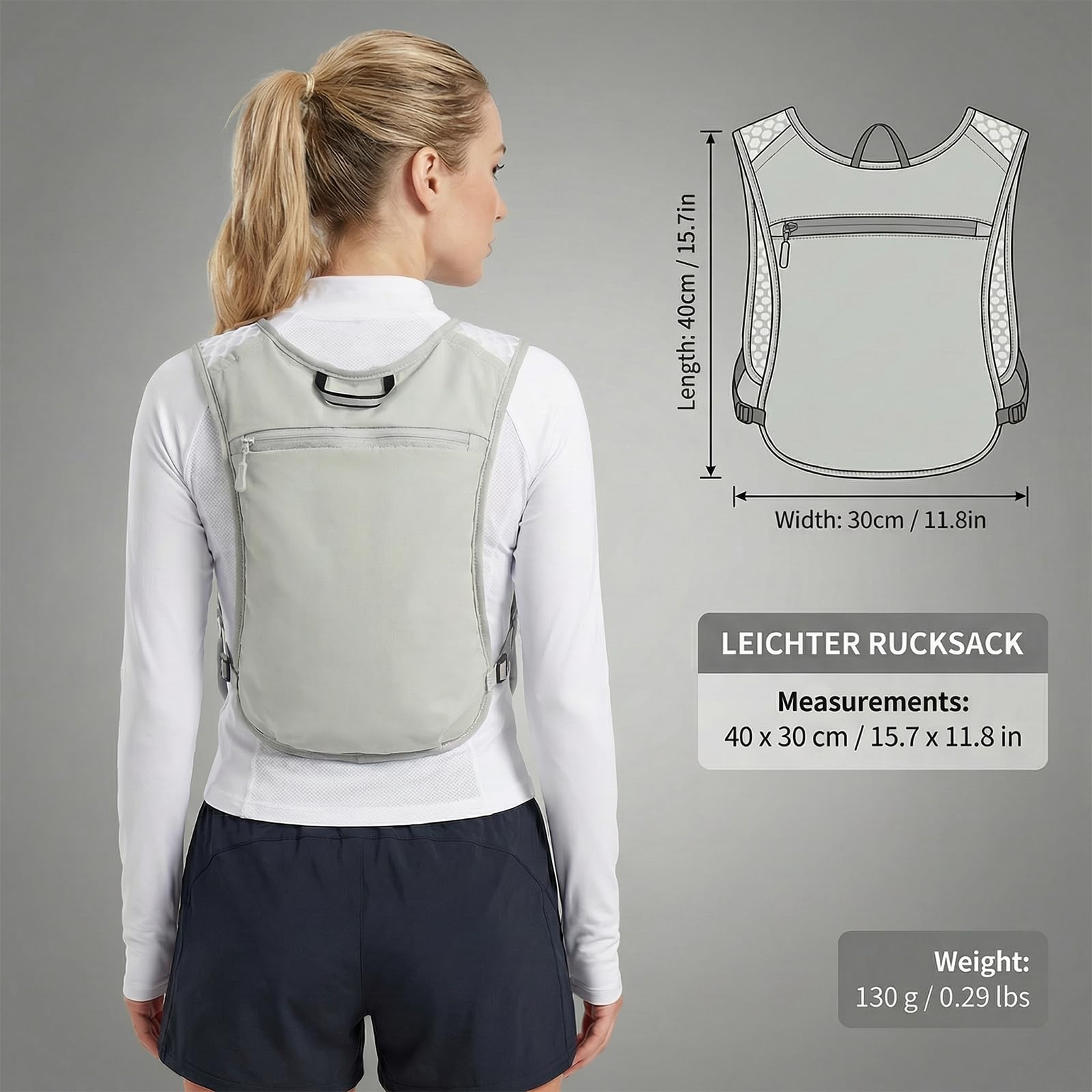 Chaleco de Hidratación para Running Mochila Trail Ultraligera con Bolsillo para Móvil y Correas Reflectantes