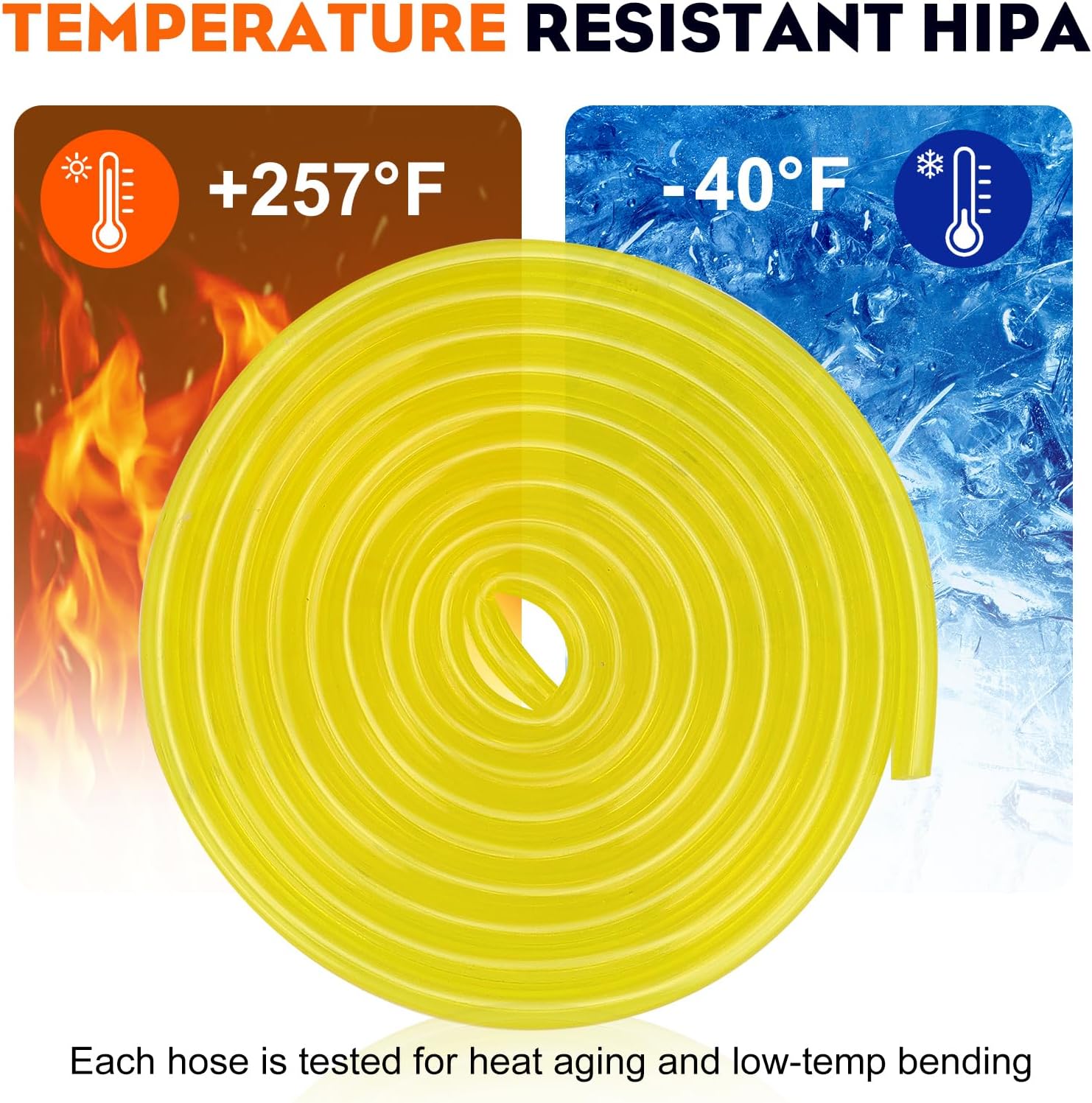 Hipa 10 Feet 1/4 Fuel Line Hose I.D 1/4 x O.D 3/8 (6.35 mm x 9.5 mm) Replace Tygon Fuel Line Tube for Small Engine Lawn Mower Chainsaw Trimmer Tiller Generator Blower Model Parts with Clamps