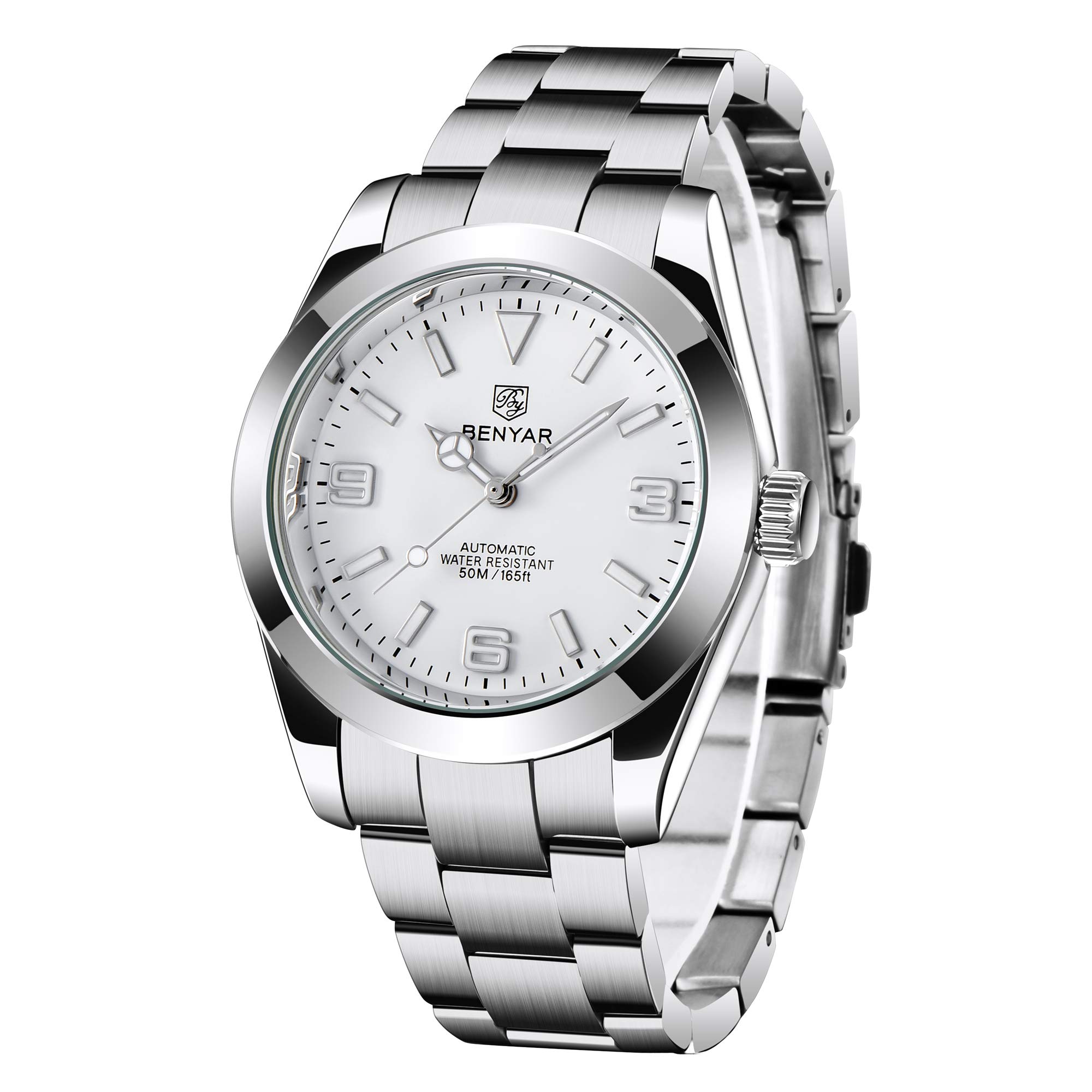 BENYAR 5177 Luxury Business Mechanical Mens Watches Top Brand Waterproof Stainless Steel Automatic Luminous Sport Wristwatch (White) (B08R8KN9TW) Amazon Price History, Amazon Price Tracker
