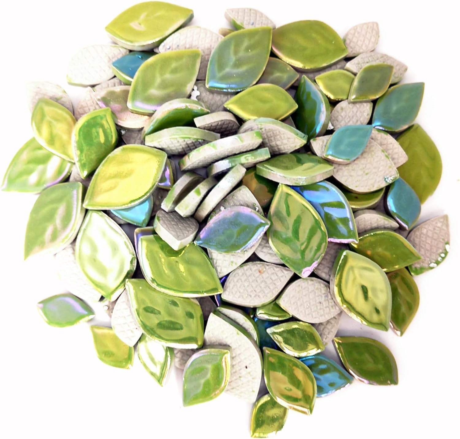 500g Random Iridescent Leaves Ceramics Mosaic Tiles,Making Creative 3 Size Ceramic Mosaic Pieces for DIY Craft,Flowerpots - Image 3