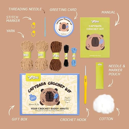 Vista 44 de Yeezhee Kit de ganchillo para principiantes, juego completo de iniciación de animales Amigurumi con tutoriales en video paso a paso, hilo y gancho